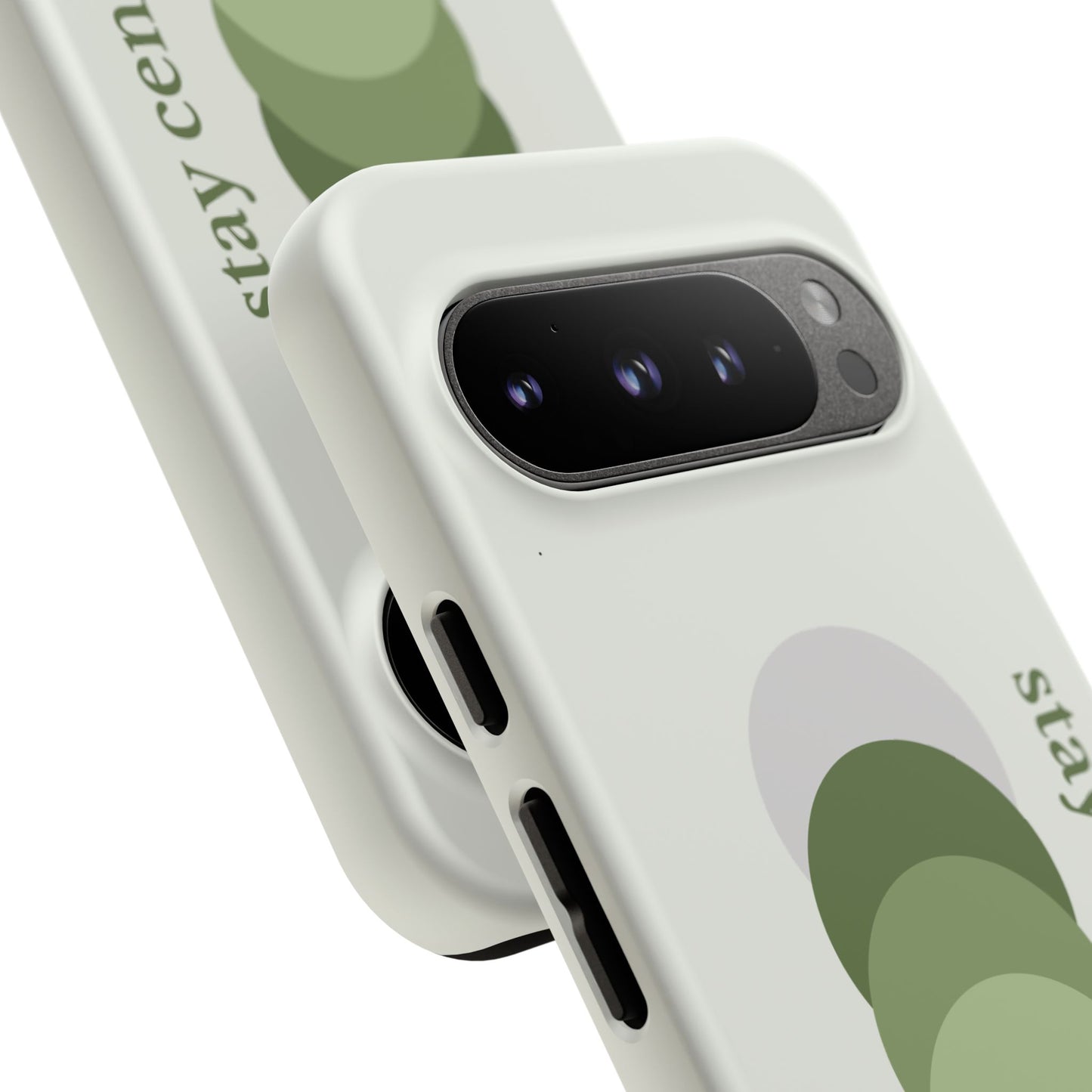 Stay Centered Minimalist Phone Case – Sage Green Wellness Aesthetic iPhone Case | Modern Neutral Protective Cover