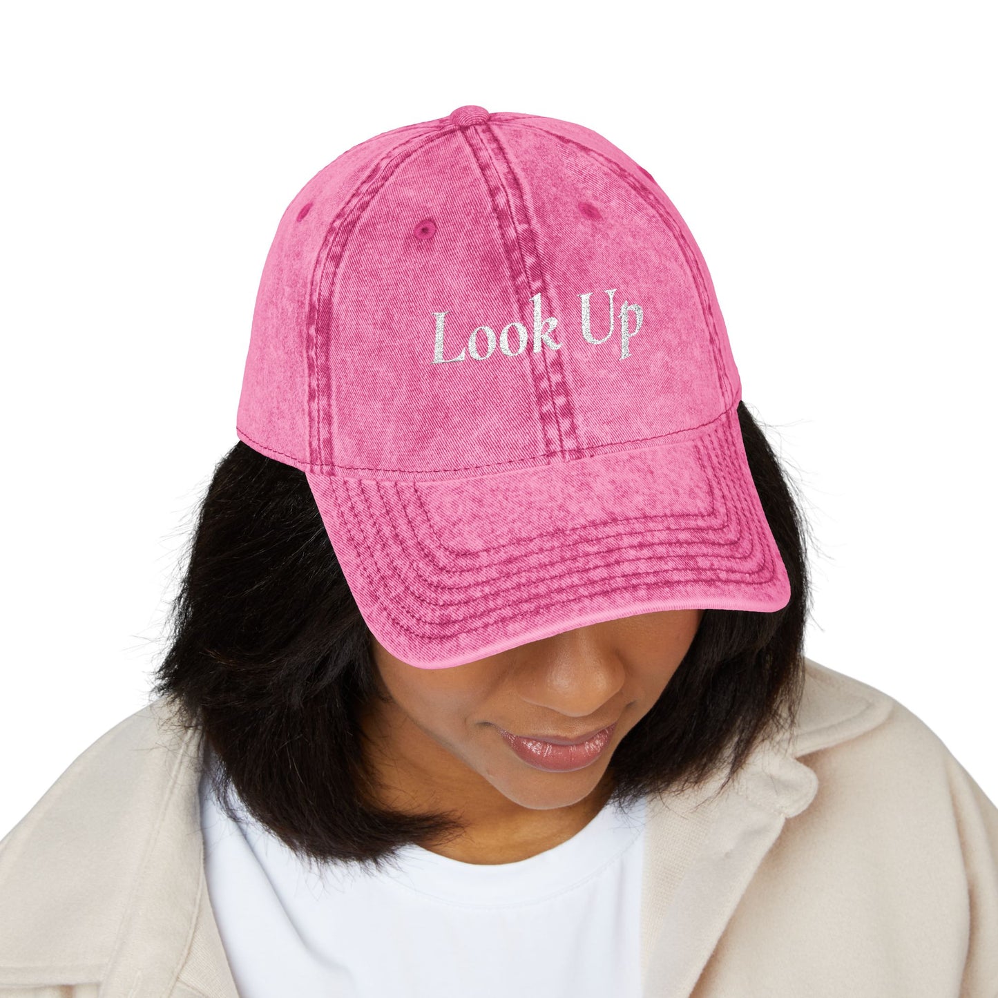 Look Up Embroidered Vintage Cap