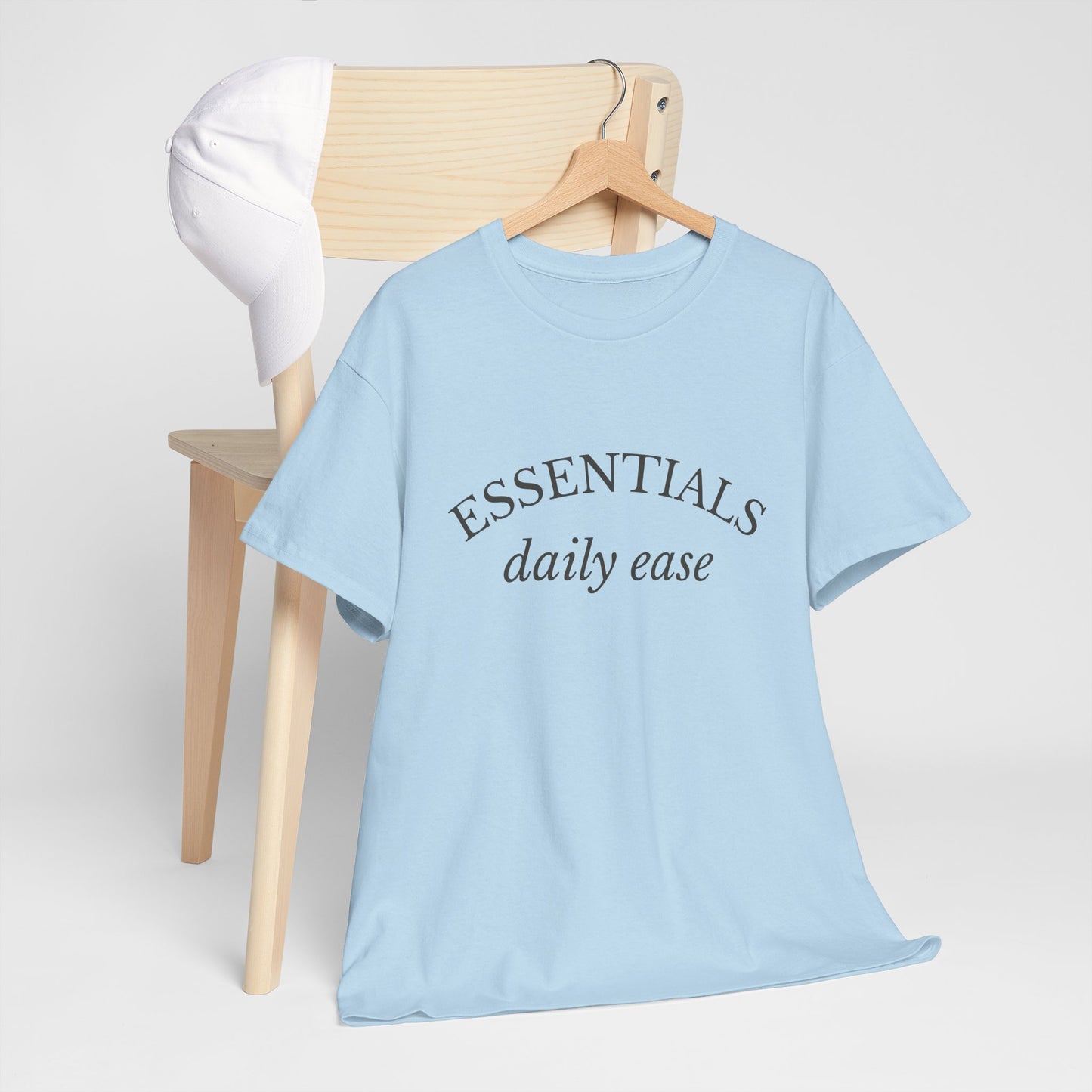 Essentials Embroidered Unisex Heavy Cotton Tee | Daily Ease Curved Text T-Shirt | Minimalist Everyday Shirt