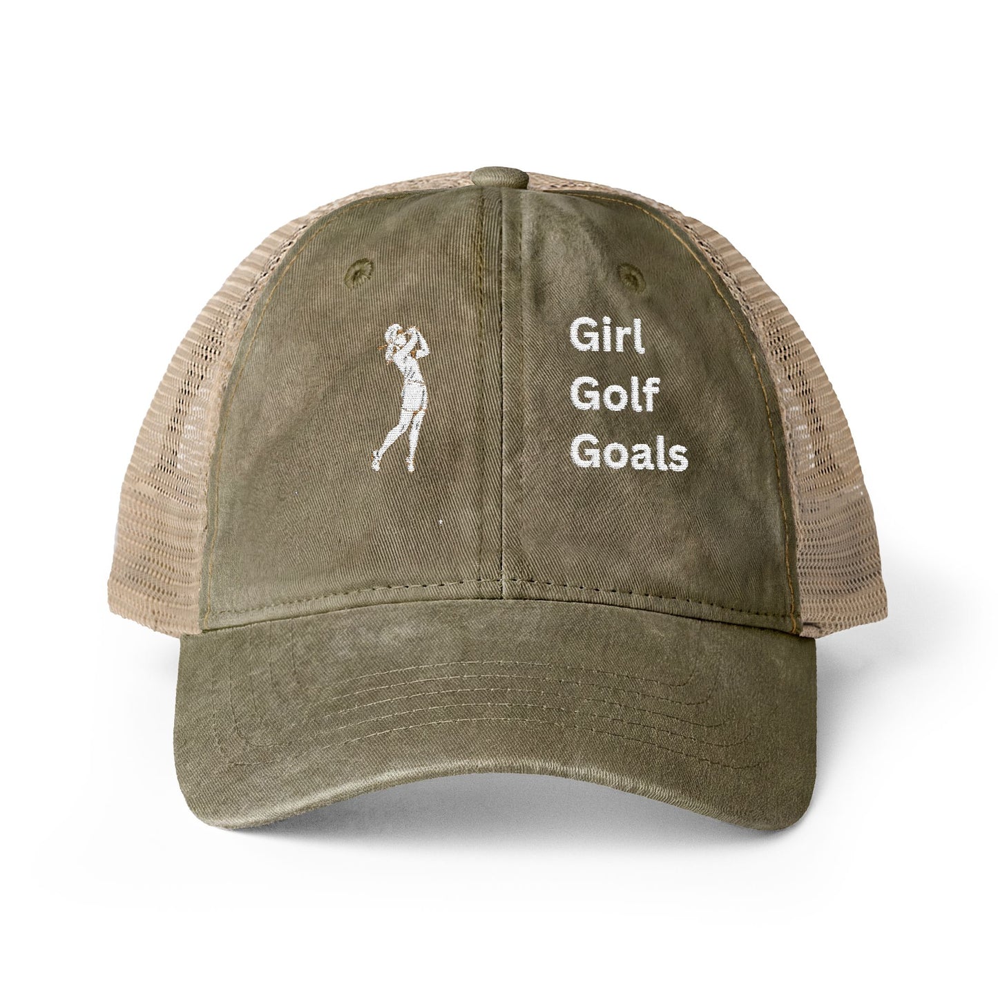 Girl. Golf. Goals. Women’s Washed Mesh-Back Cap