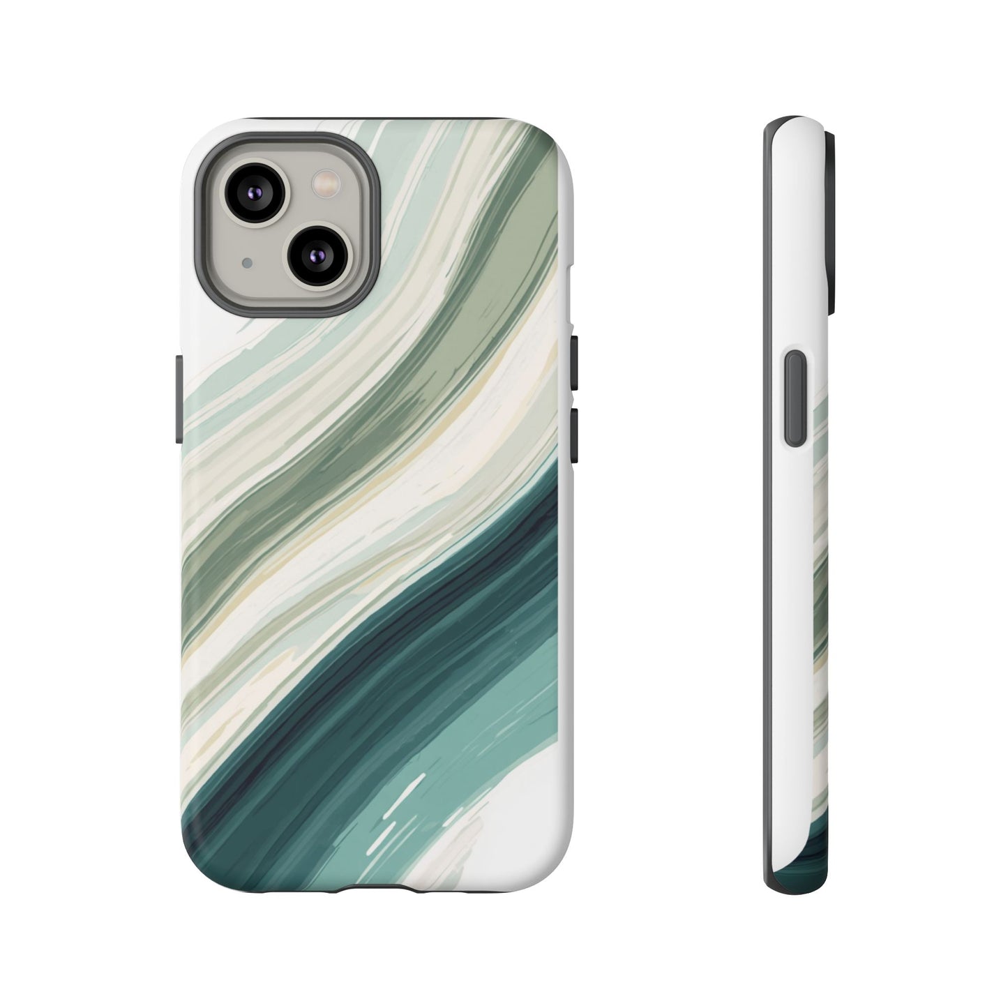 Sea Glass Drift Phone Case – Coastal Abstract Ocean Waves iPhone Case | Sage Green Minimalist Protective Cover
