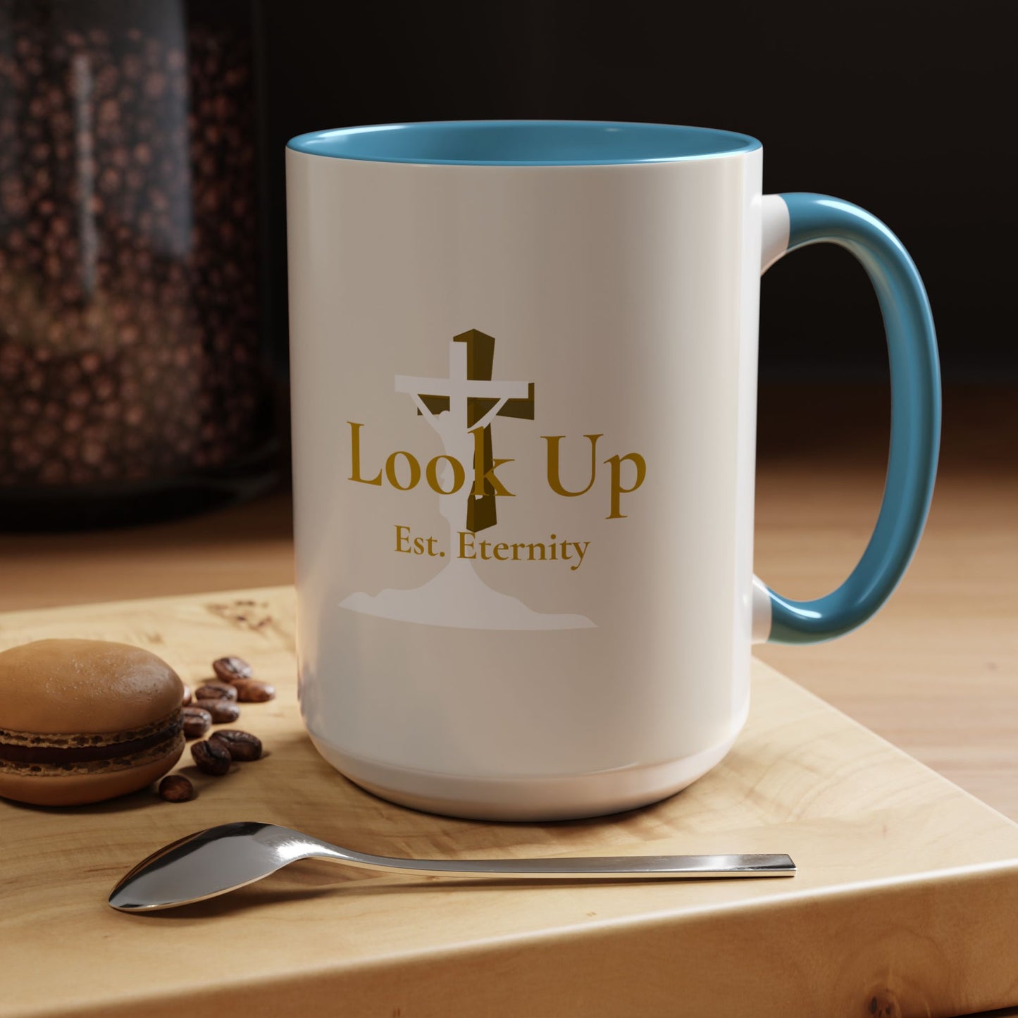 Look Up Est. Eternity Accent Coffee Mug with Cross – 11 oz & 15 oz