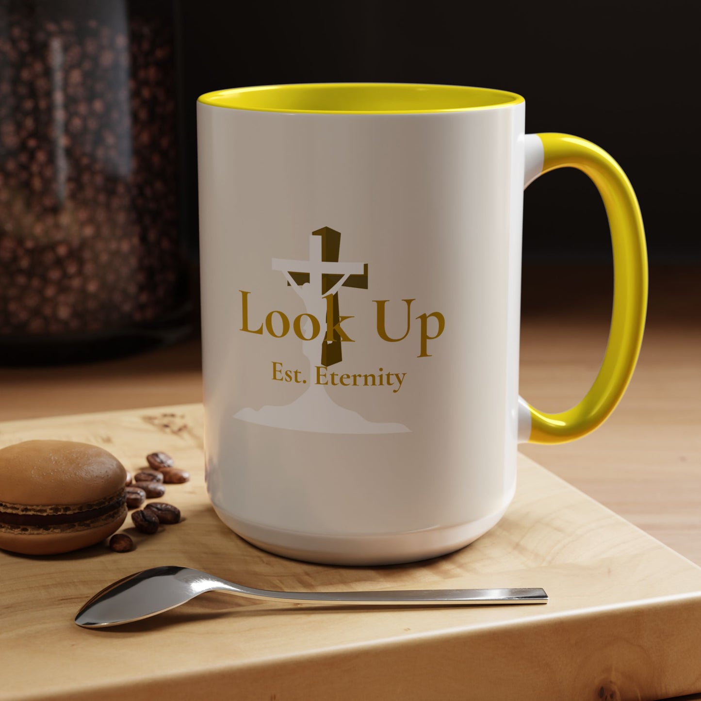 Look Up Est. Eternity Accent Coffee Mug with Cross – 11 oz & 15 oz
