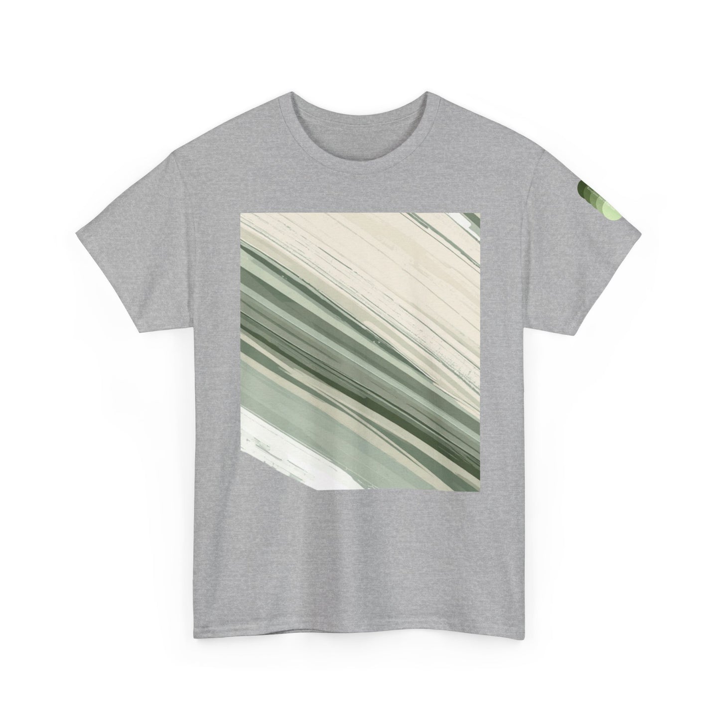 Sea Glass Drift Unisex Heavy Cotton Tee – Abstract Coastal Wave Graphic Shirt | Minimalist Sage Green Aesthetic Tee