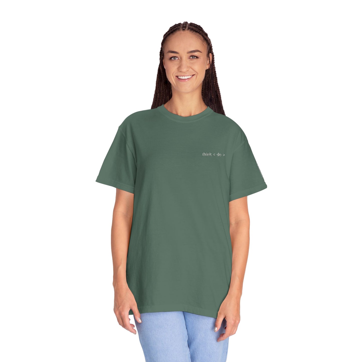 Think < Do > Embroidered Unisex T-Shirt | Minimalist Everyday Tee | Ivory Thread