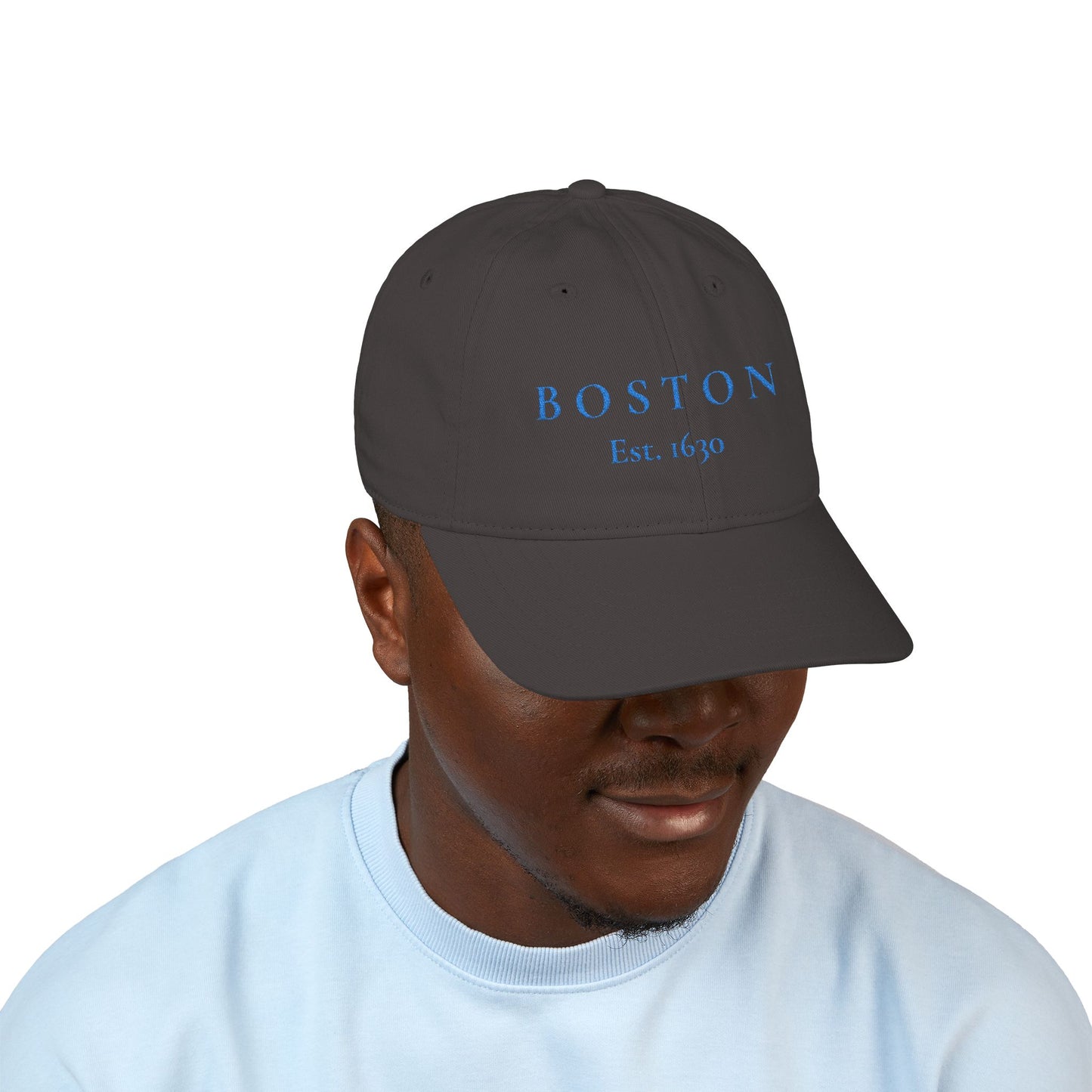 Boston Embroidered Baseball Cap — "BOSTON Est. 1630" Organic Cotton Hat