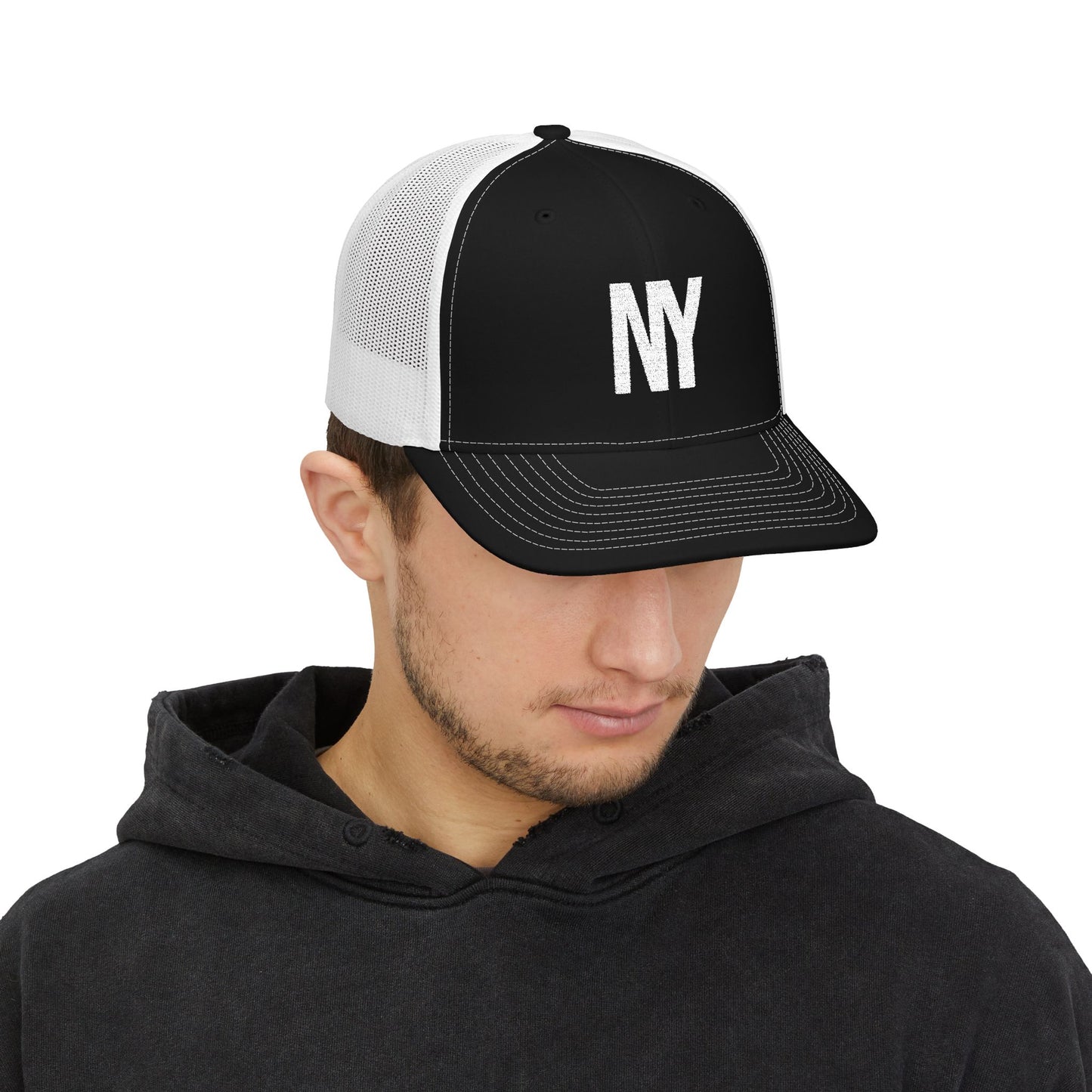 New York NY Embroidered Monogram Snapback Trucker Cap - Heritage Places Collection