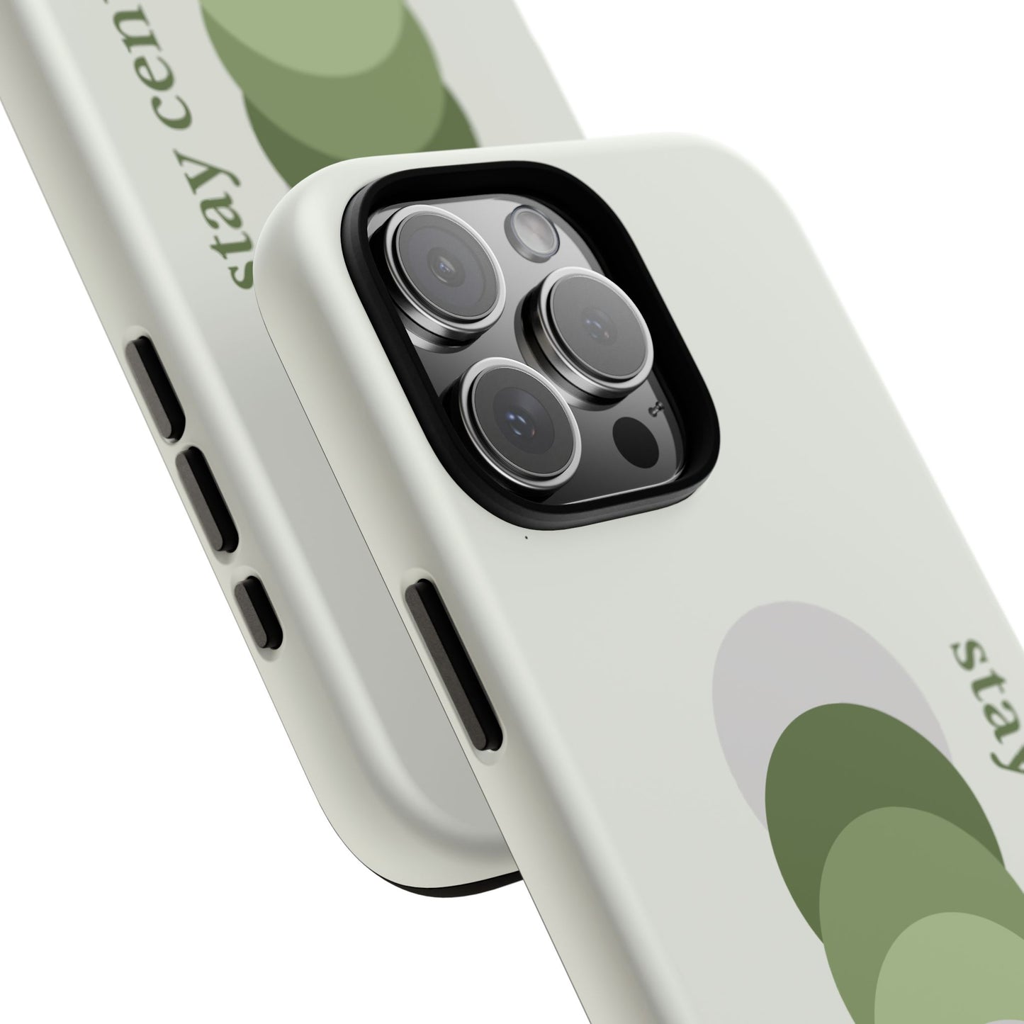 Stay Centered Minimalist Phone Case – Sage Green Wellness Aesthetic iPhone Case | Modern Neutral Protective Cover
