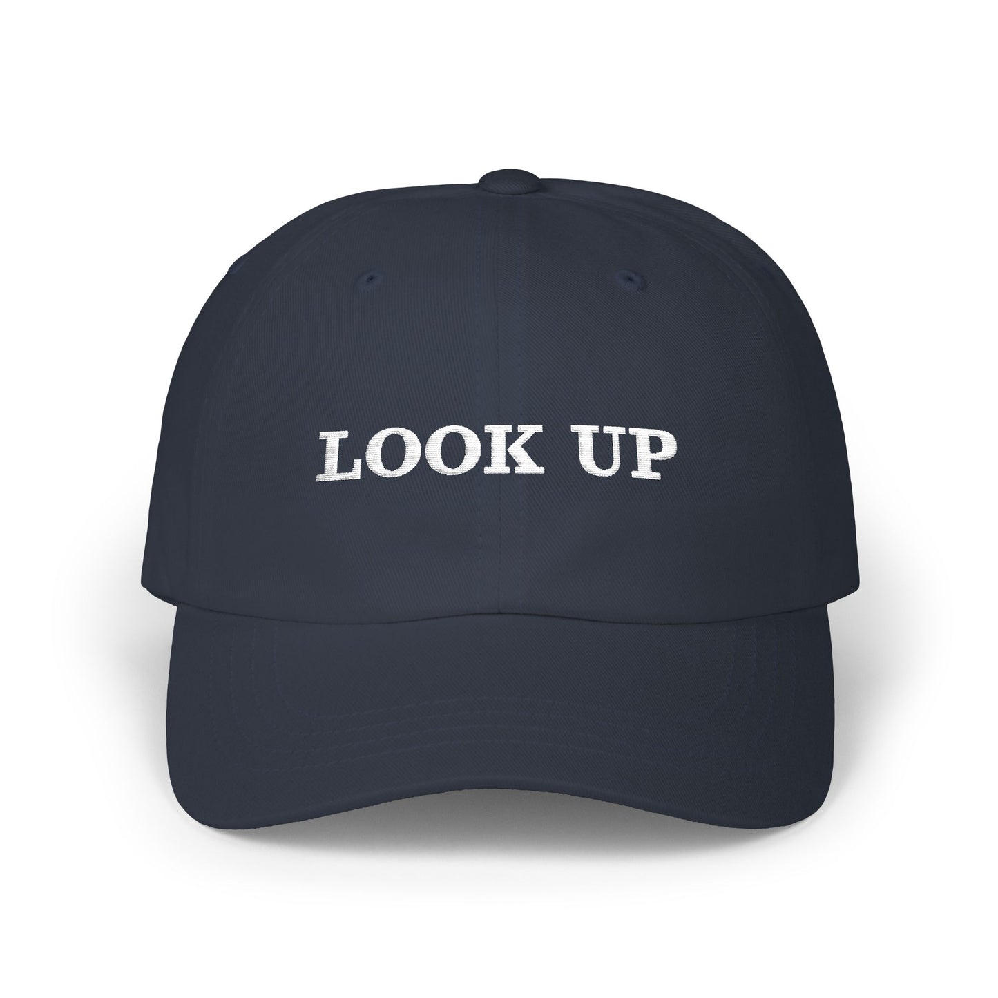 Look Up embroidered Dad Hat-Inspirational Cap with Double fish symbol on back
