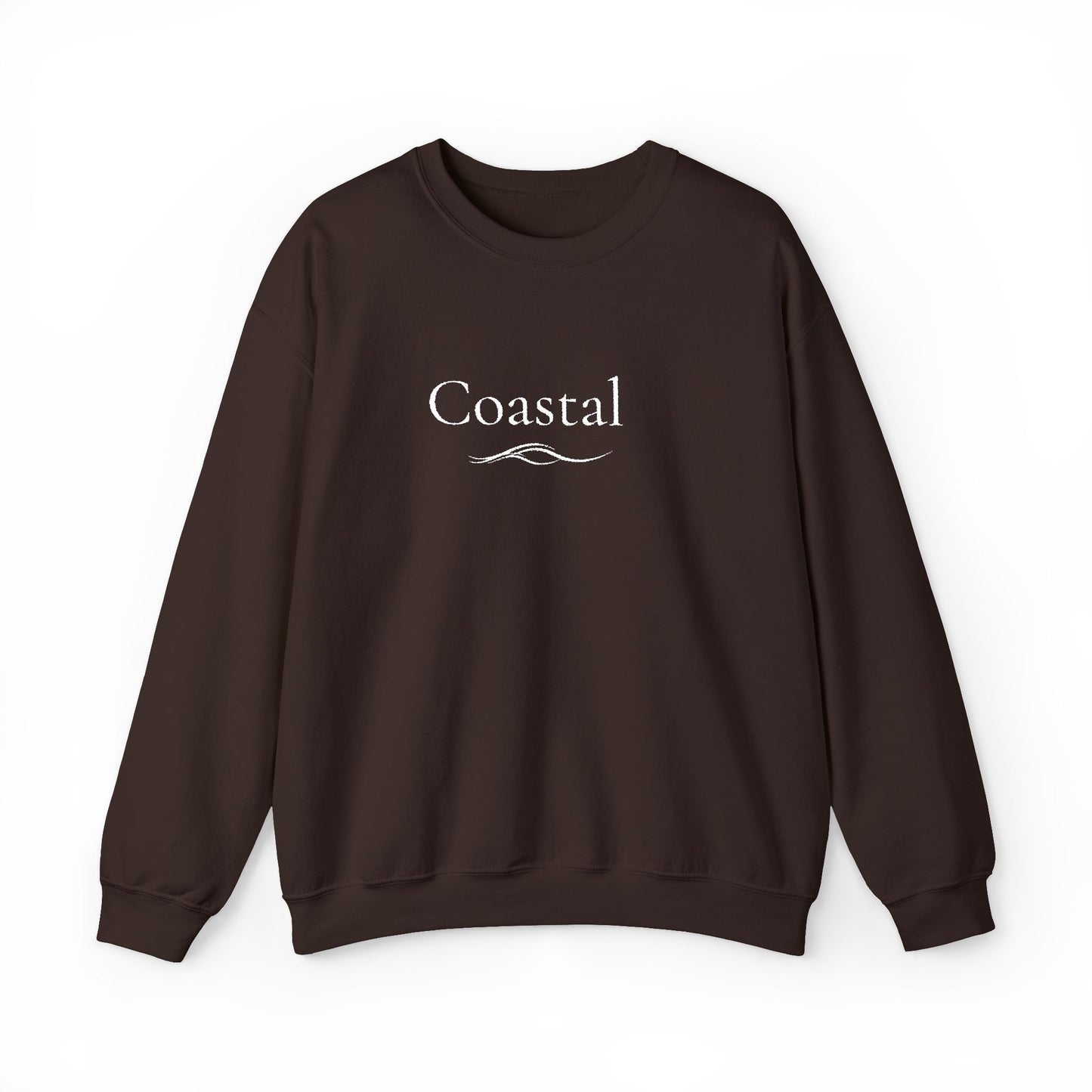 Coastal Crewneck Sweatshirt — Minimal Nautical Wave Graphic