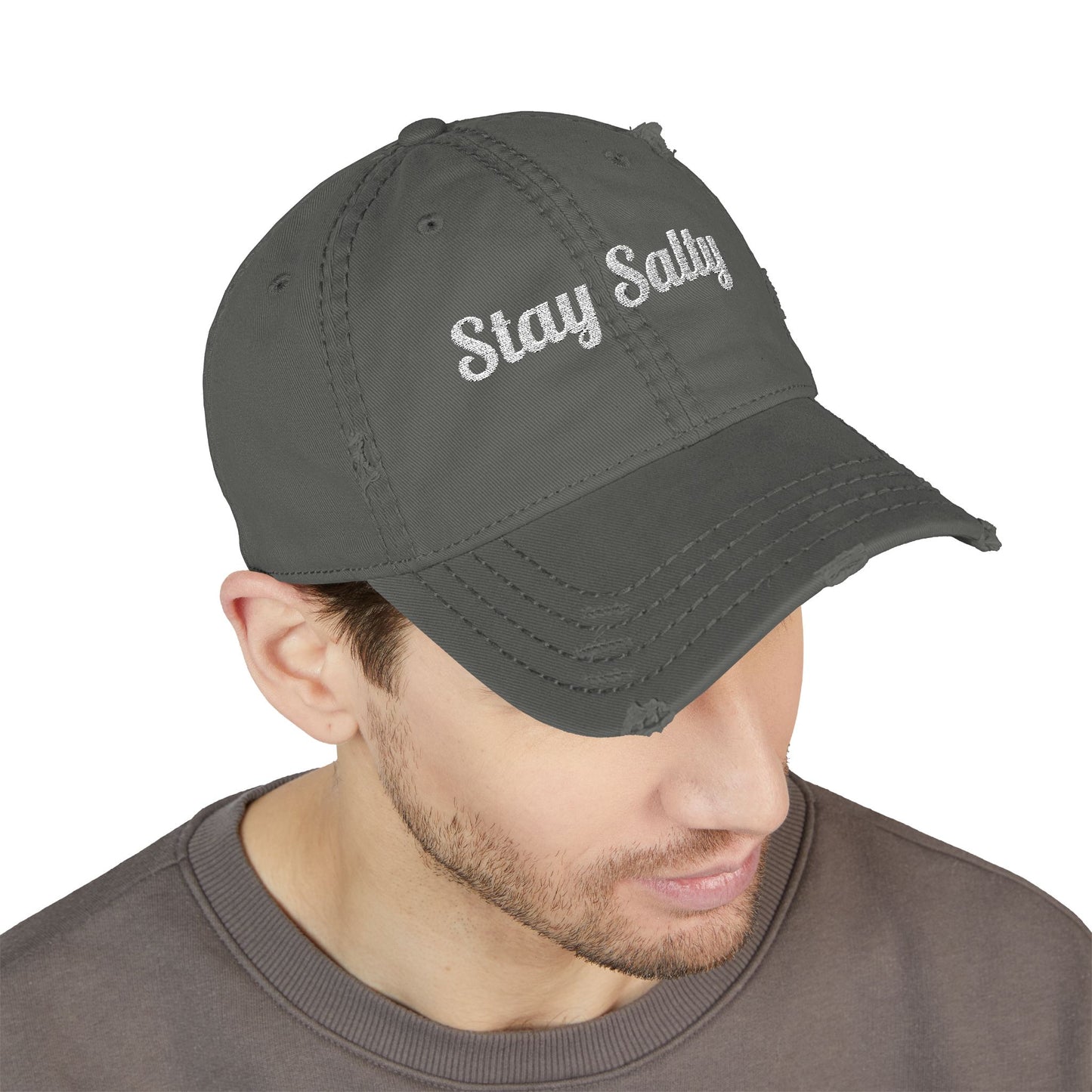 Personalized Coastal Embroidered Distressed Dad Hat | Custom Text Vintage Beach Town Cap | 15 Character Embroidery | Unisex Low Profile Hat