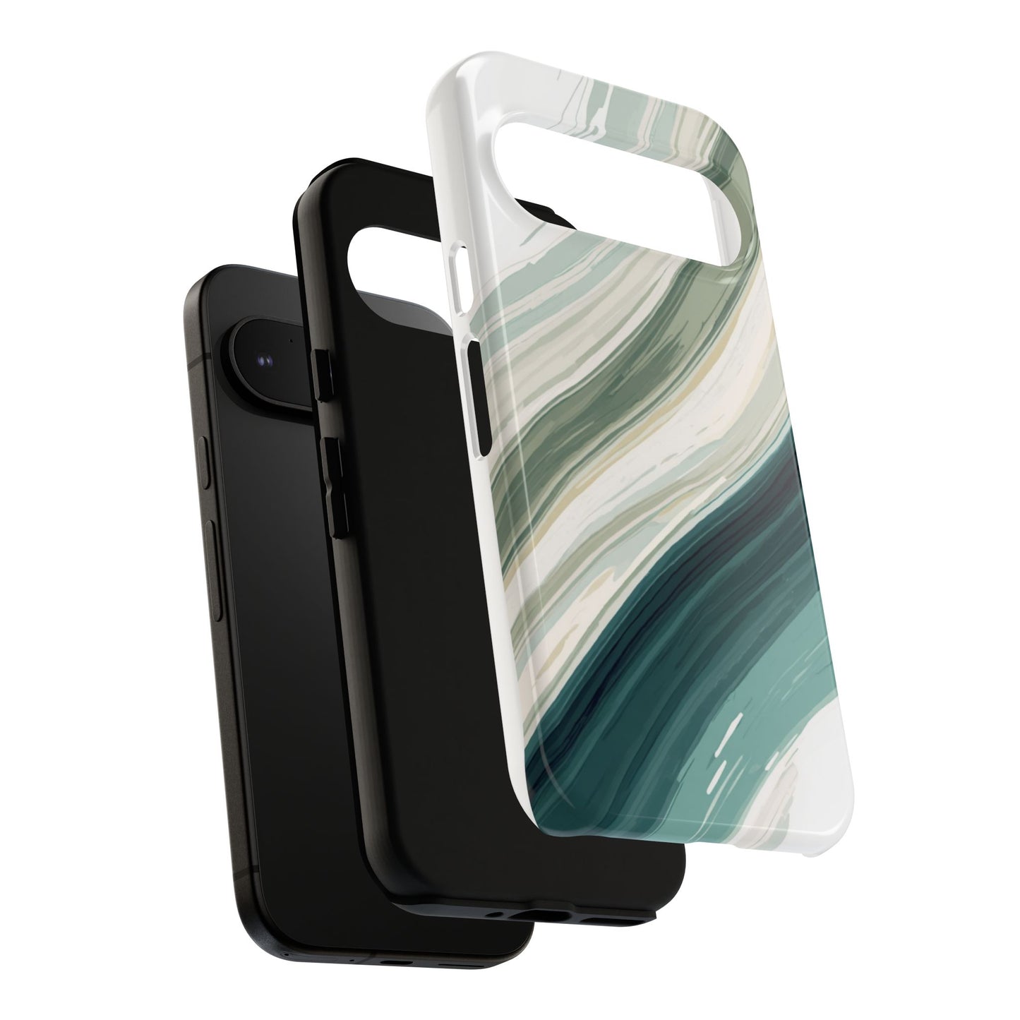 Sea Glass Drift Phone Case – Coastal Abstract Ocean Waves iPhone Case | Sage Green Minimalist Protective Cover