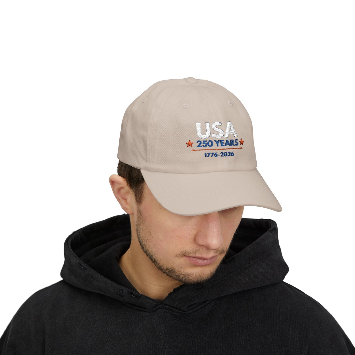 USA 250 Years Embroidered Classic Dad Cap | 1776–2026 Patriotic Anniversary Hat