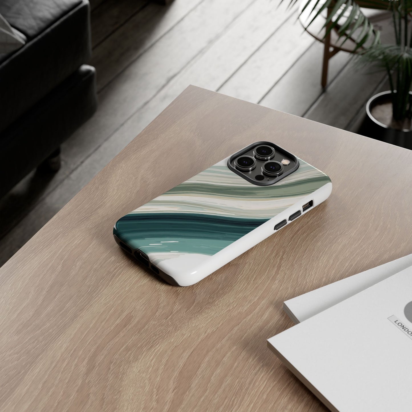 Sea Glass Drift Phone Case – Coastal Abstract Ocean Waves iPhone Case | Sage Green Minimalist Protective Cover