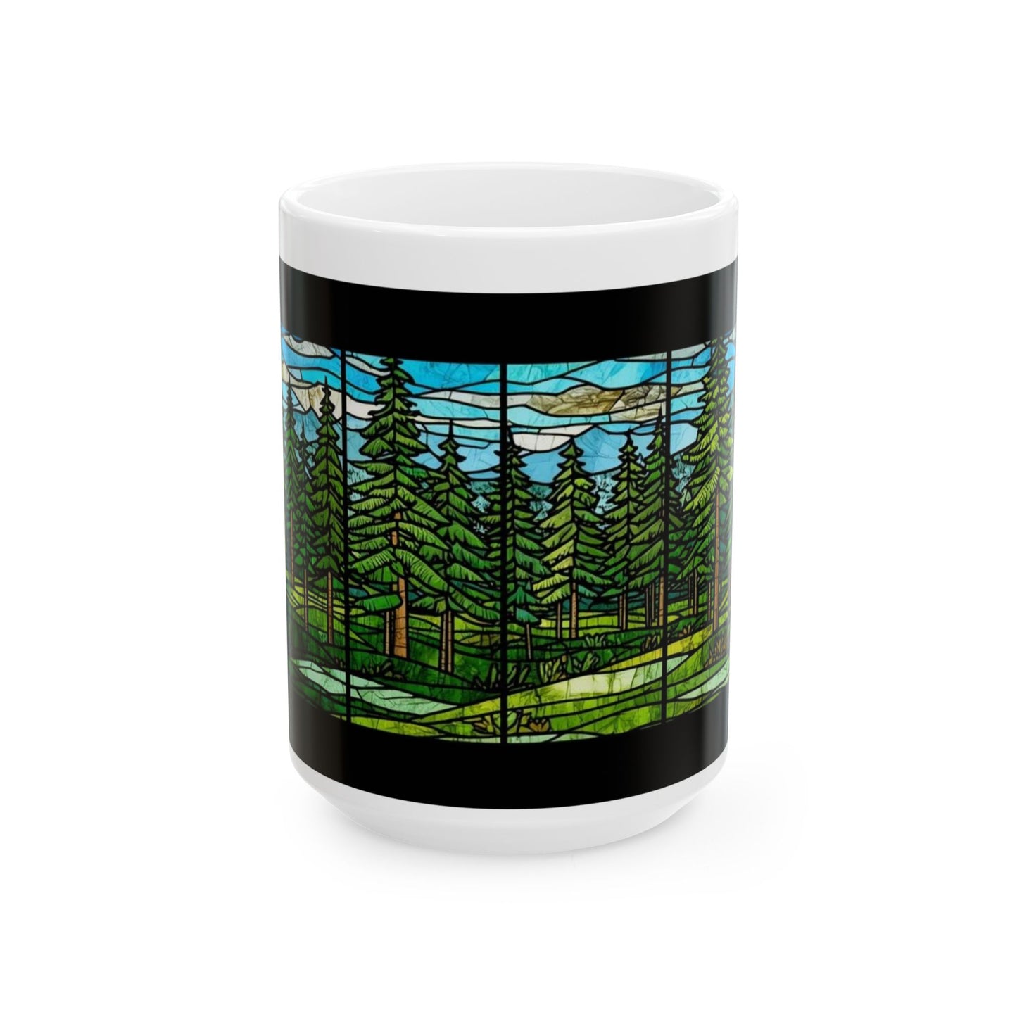 Stained Glass Forest Pine Mug – 11oz/15oz