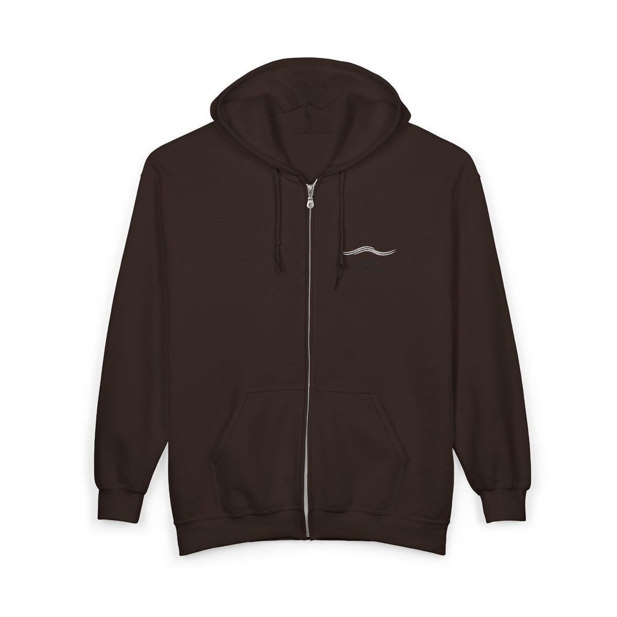 Minimal Wave Zip Hoodie — Subtle Coastal Graphic Full-Zip Sweatshirt