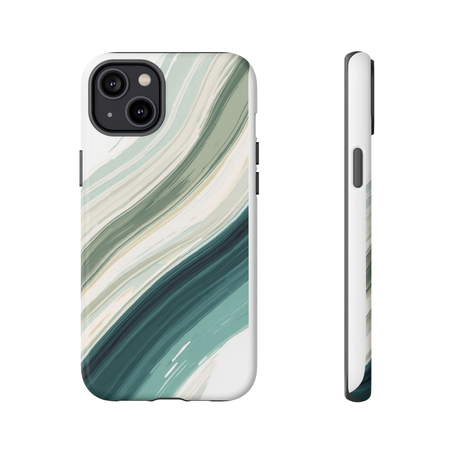 Sea Glass Drift Phone Case – Coastal Abstract Ocean Waves iPhone Case | Sage Green Minimalist Protective Cover
