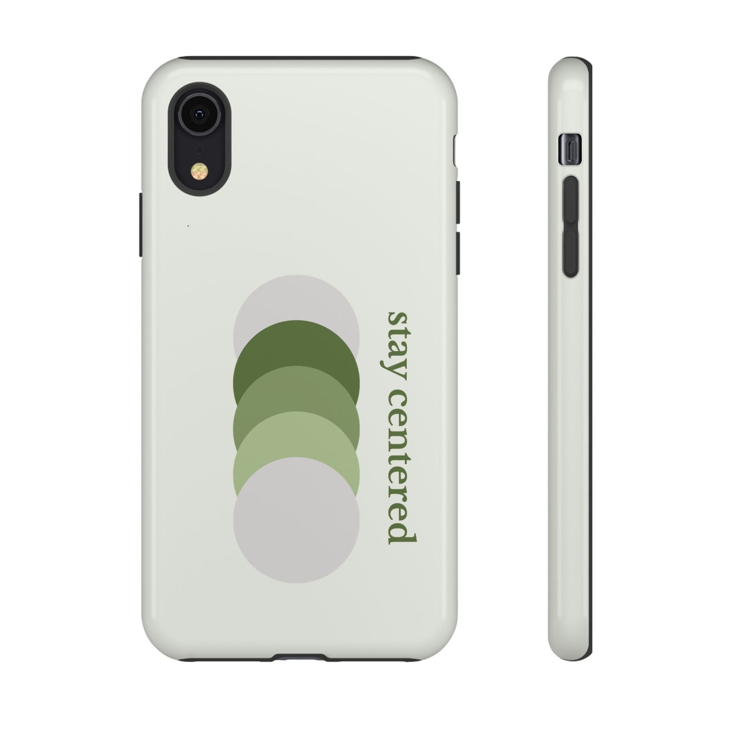 Stay Centered Minimalist Phone Case – Sage Green Wellness Aesthetic iPhone Case | Modern Neutral Protective Cover