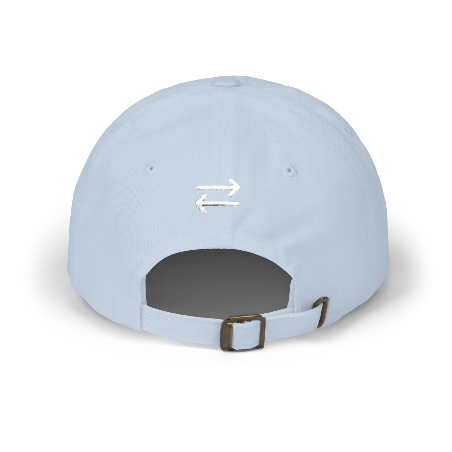 on the go embroidered classic dad cap - small arrows on back, white thread