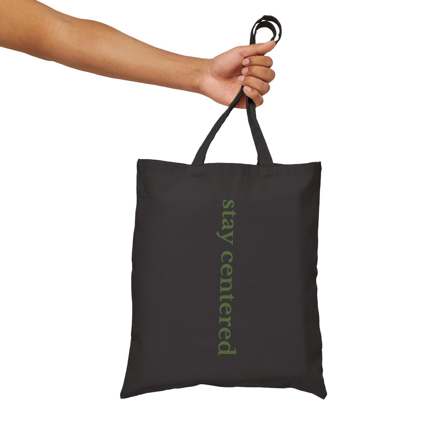 Stay Centered Minimalist Cotton Canvas Tote Bag – Sage Green Wellness Aesthetic Everyday Carryall