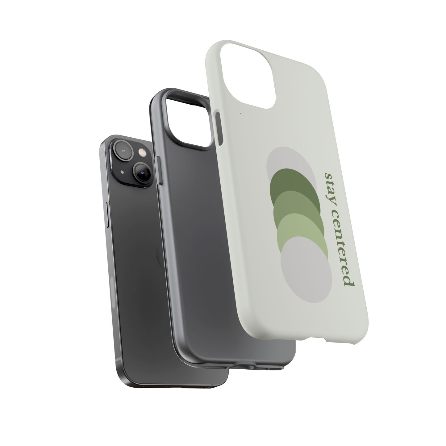 Stay Centered Minimalist Phone Case – Sage Green Wellness Aesthetic iPhone Case | Modern Neutral Protective Cover