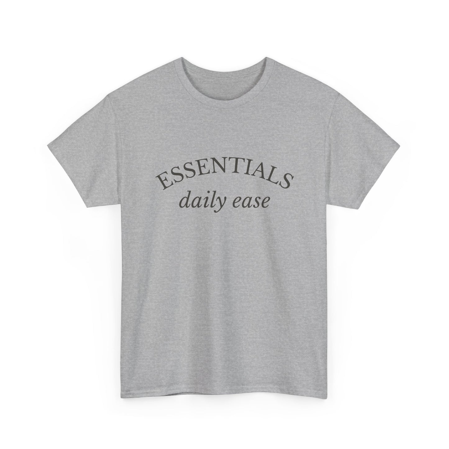 Essentials Embroidered Unisex Heavy Cotton Tee | Daily Ease Curved Text T-Shirt | Minimalist Everyday Shirt