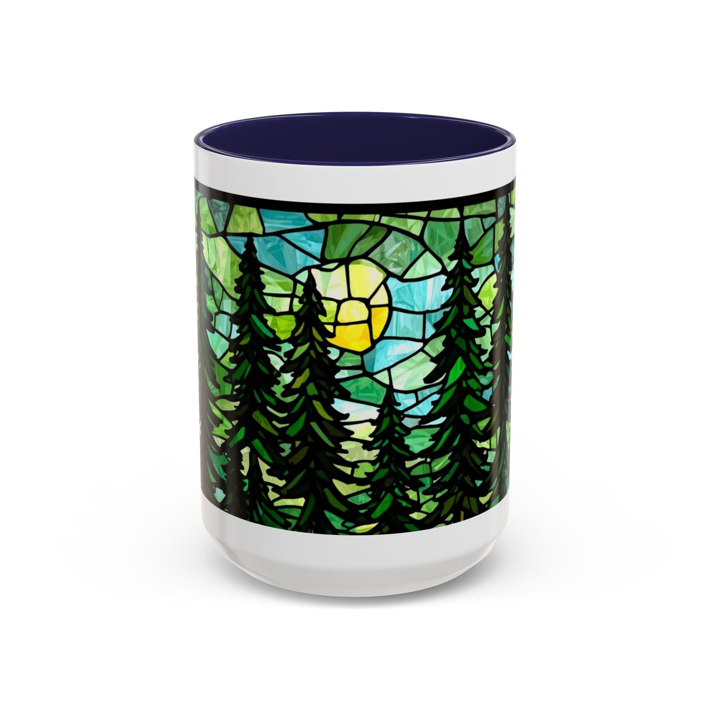 Stained Glass Forest Sunrise Mug – 15oz