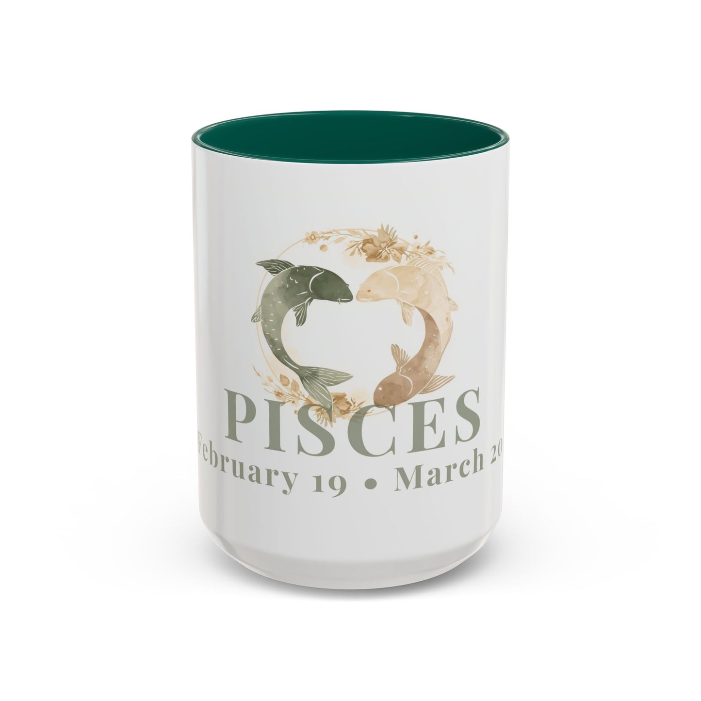 Pisces Zodiac Mug - February 19 - March 20 Astrology Coffee Cup - Two flowing fish Zodiac Sign Mug - 15 oz.