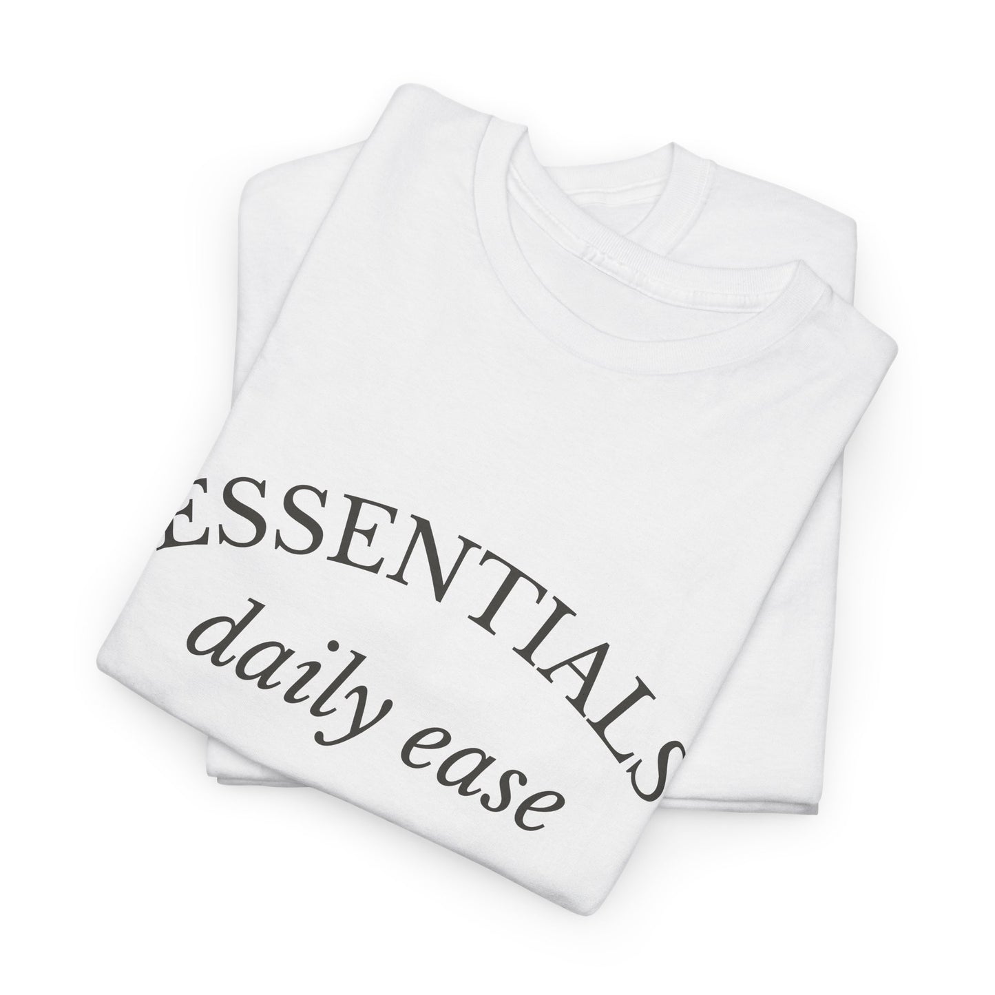 Essentials Embroidered Unisex Heavy Cotton Tee | Daily Ease Curved Text T-Shirt | Minimalist Everyday Shirt