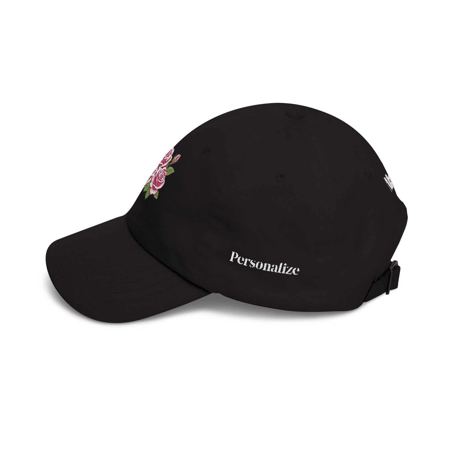 Embroidered Rose Floral Mama Dad Hat with Personalized Side Name