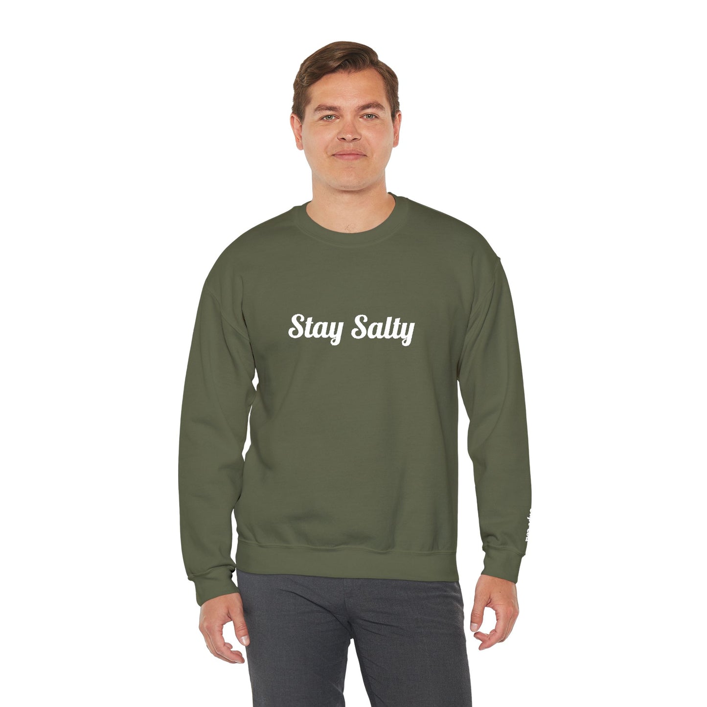 Personalize Embroidered crewneck Sweatshirt — Use your own words on front and left sleeve