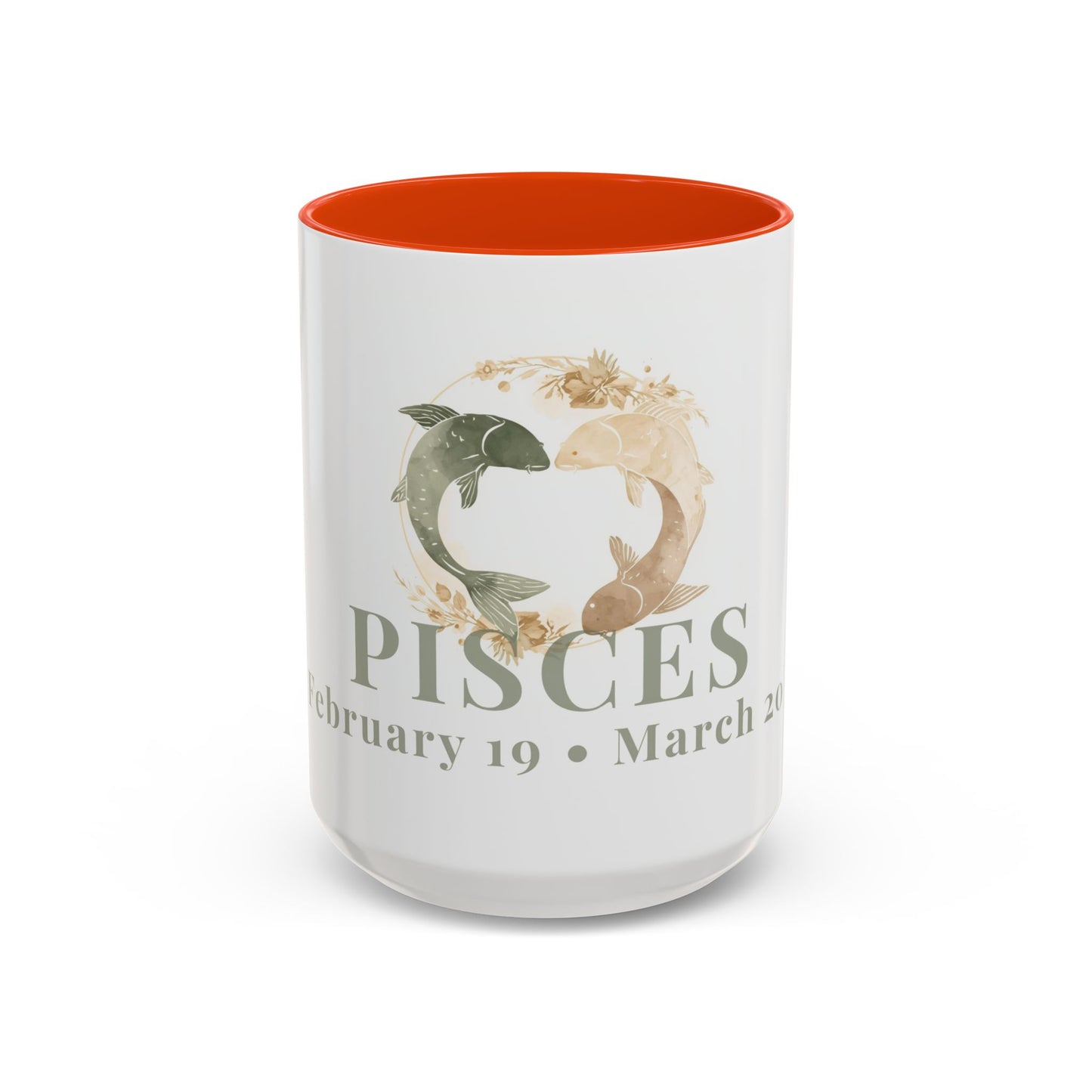 Pisces Zodiac Mug - February 19 - March 20 Astrology Coffee Cup - Two flowing fish Zodiac Sign Mug - 15 oz.