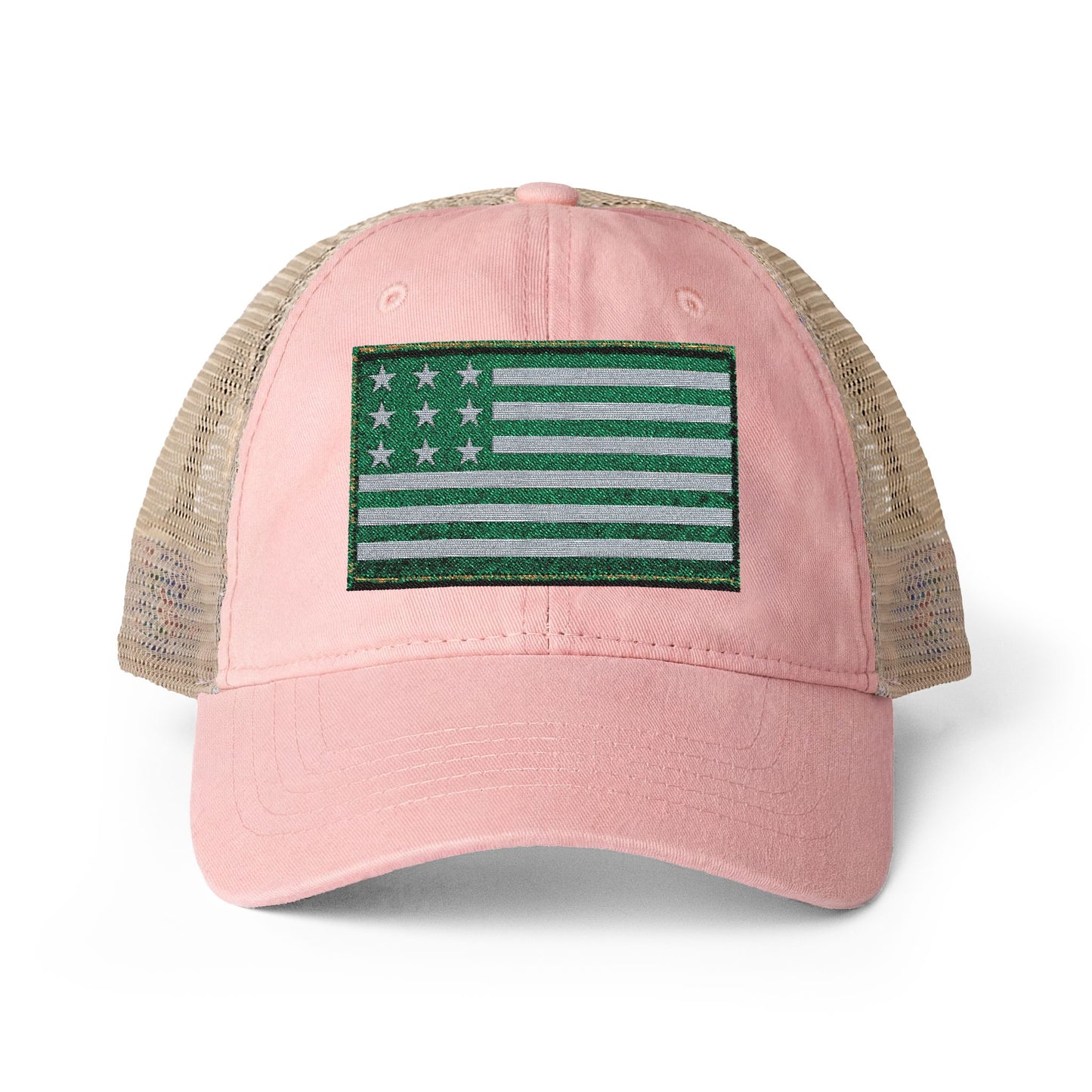 Vintage America Women’s Washed Mesh-Back Cap – Embroidered Heritage Flag Hat