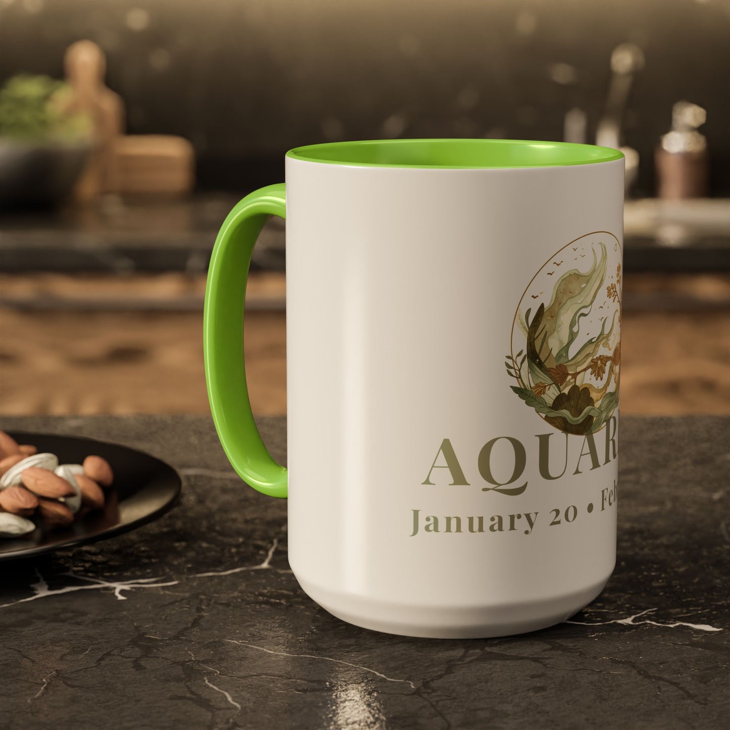 Aquarius Zodiac Mug - January 20 - February 18 Astrology Coffee Cup - Water Flow Zodiac Sign Mug - 15 oz.
