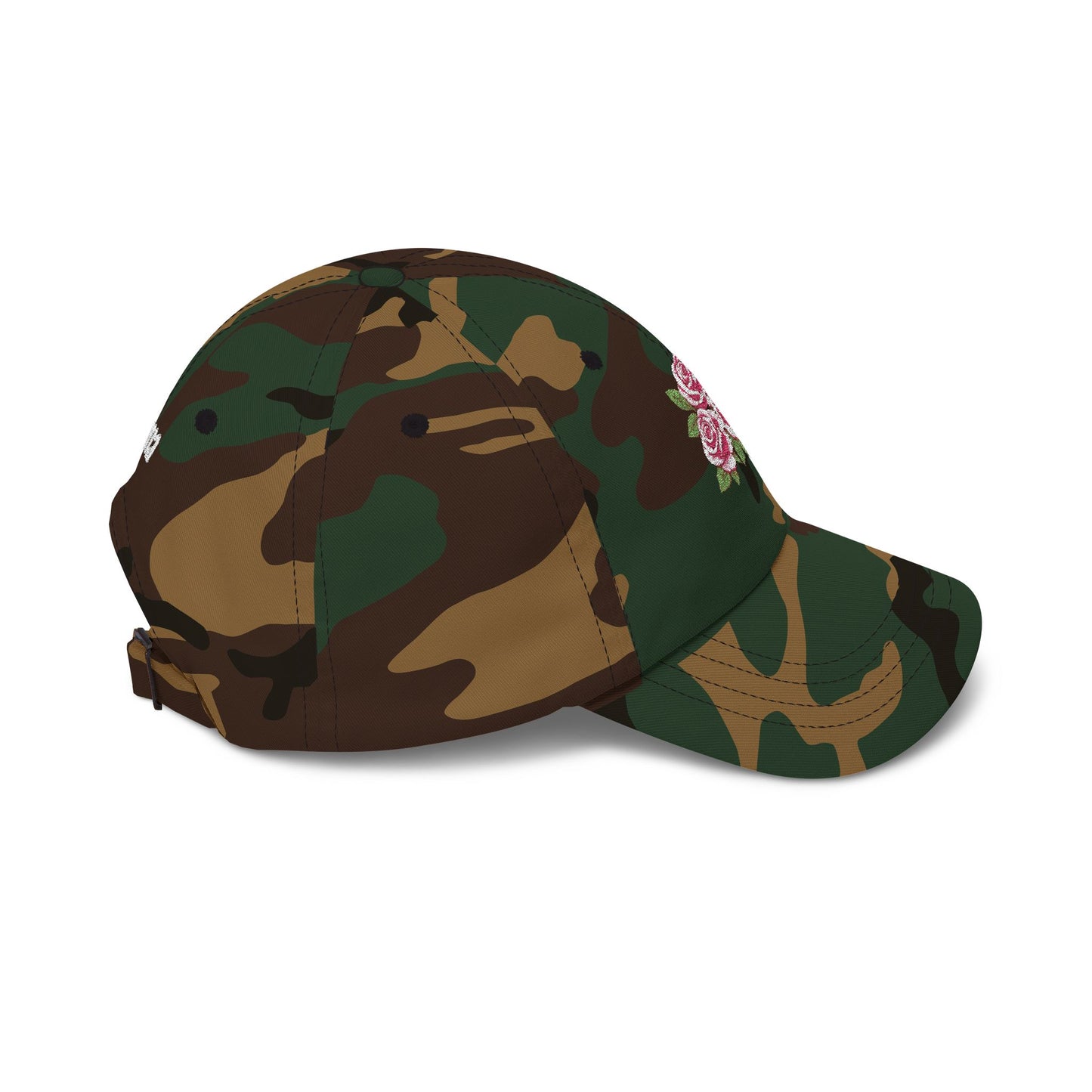 Embroidered Rose Floral Mama Dad Hat with Personalized Side Name