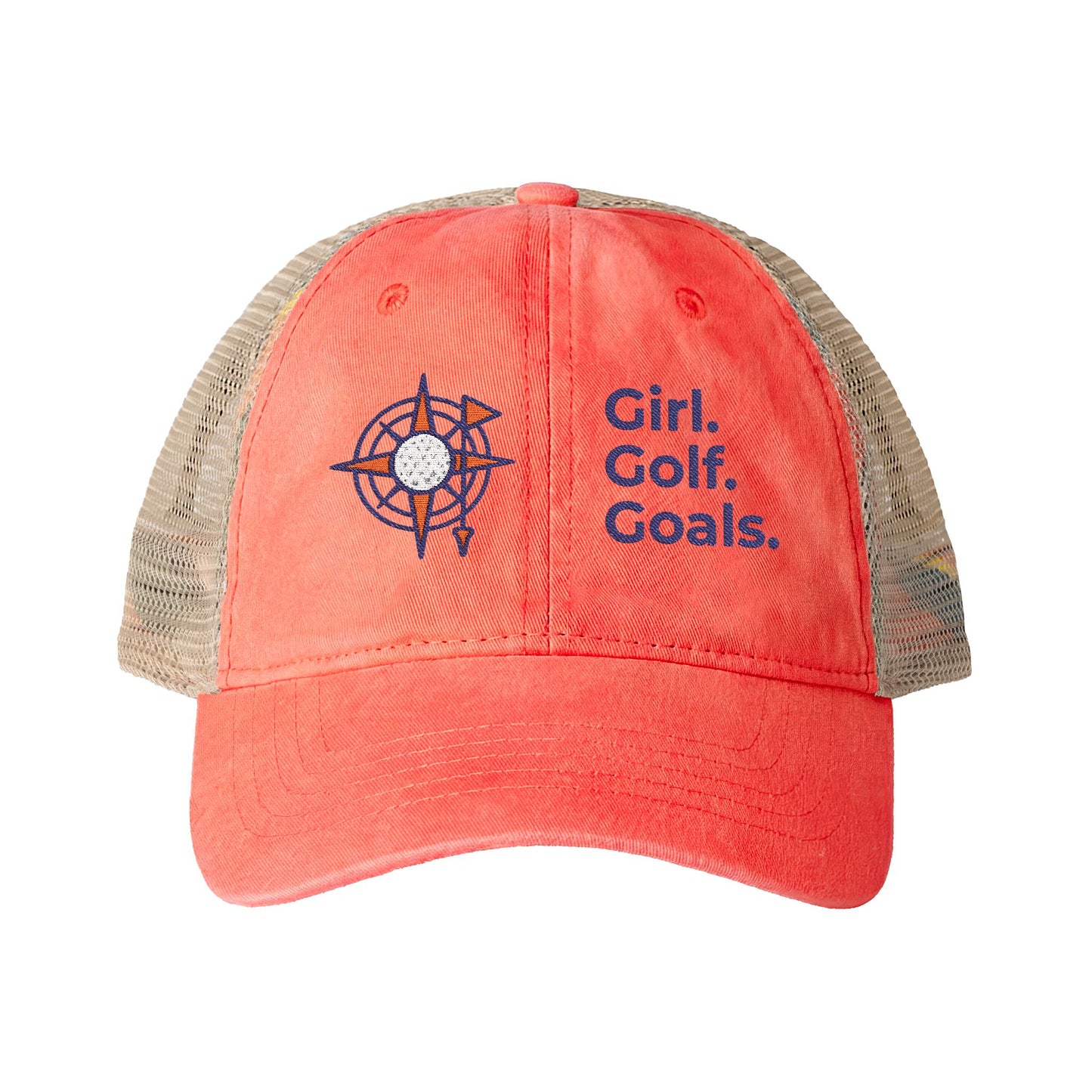 Girl. Golf. Goals. Women’s Washed Mesh-Back Cap