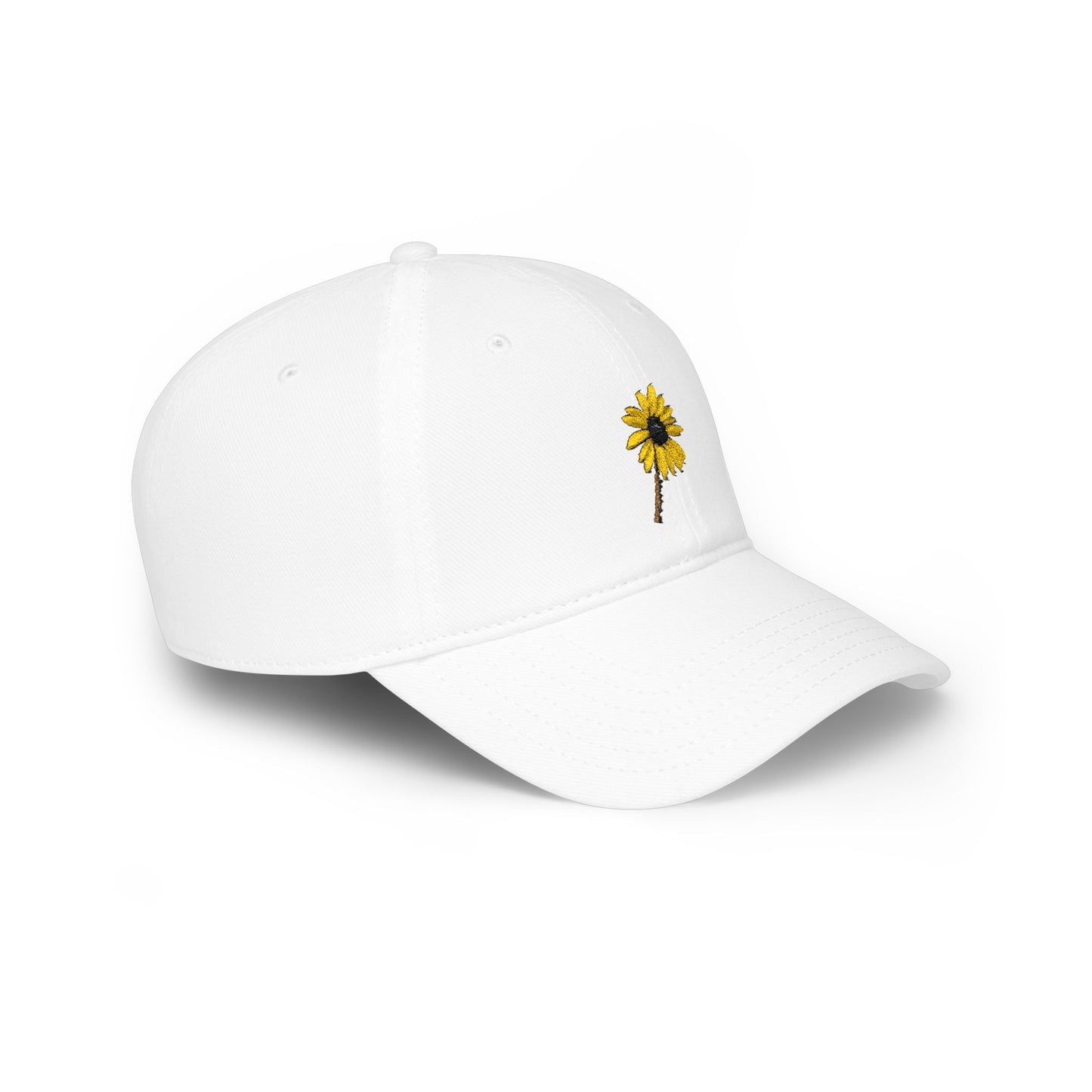 Black-Eyed Susan Mom Cap — Low Profile Baseball Hat, with Embroidered flower front and Mom text back