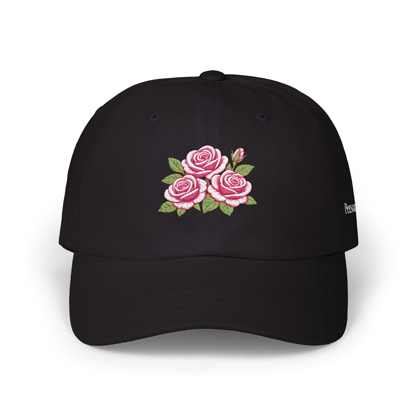 Embroidered Rose Floral Mama Dad Hat with Personalized Side Name