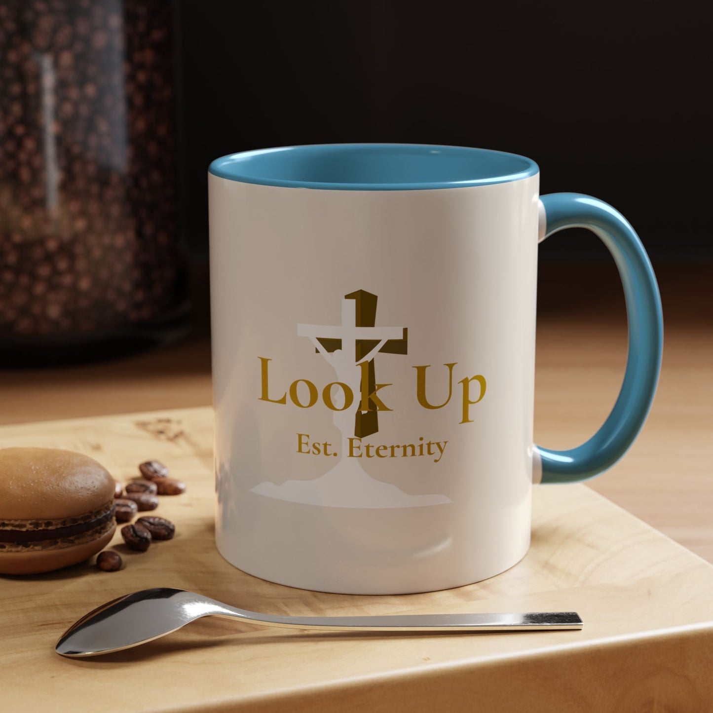 Look Up Est. Eternity Accent Coffee Mug with Cross – 11 oz & 15 oz