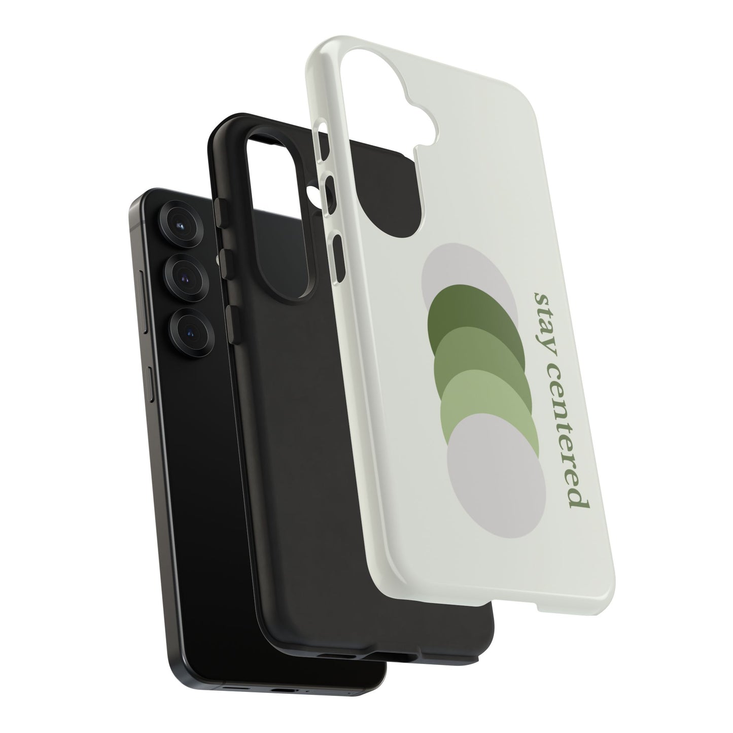 Stay Centered Minimalist Phone Case – Sage Green Wellness Aesthetic iPhone Case | Modern Neutral Protective Cover