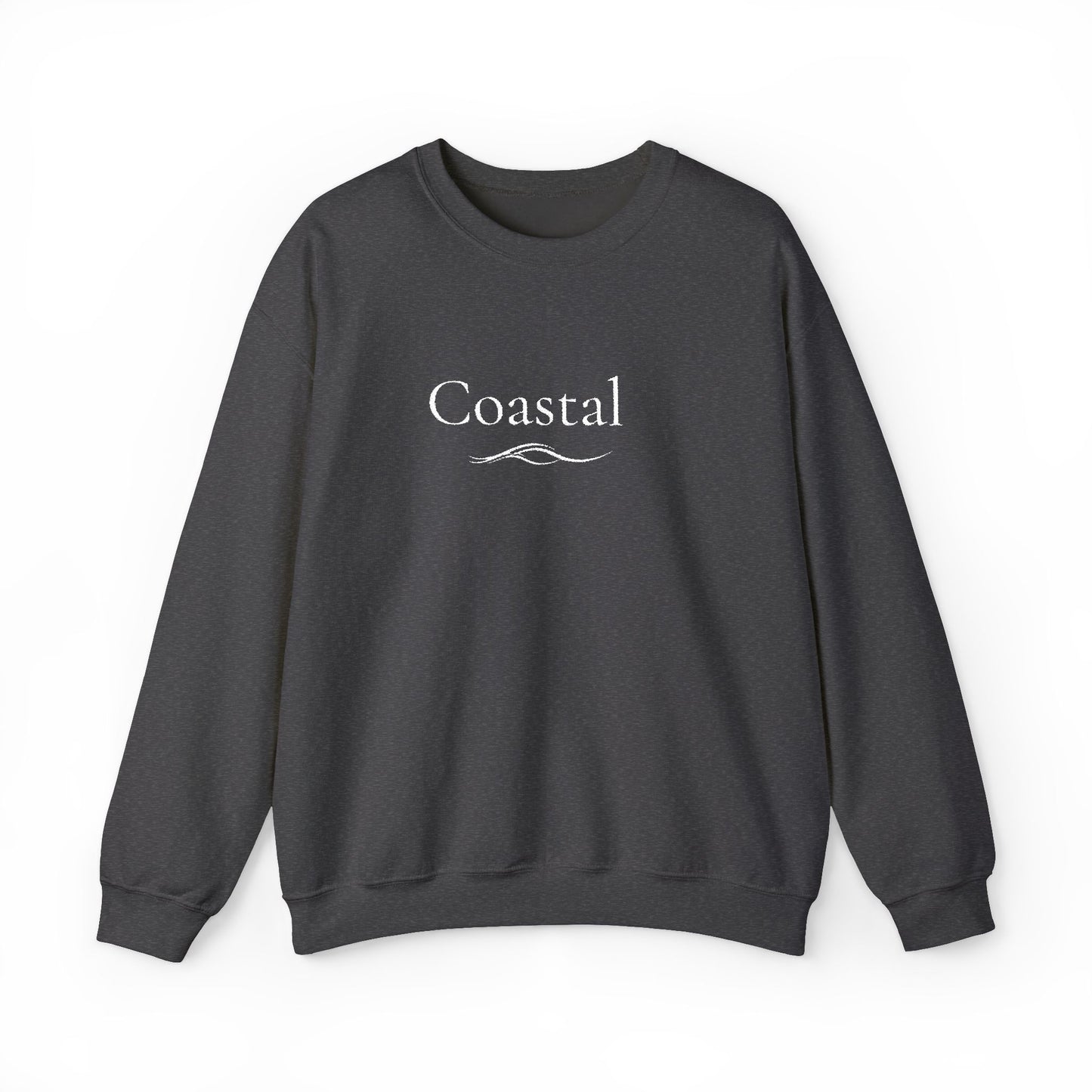 Coastal Crewneck Sweatshirt — Minimal Nautical Wave Graphic