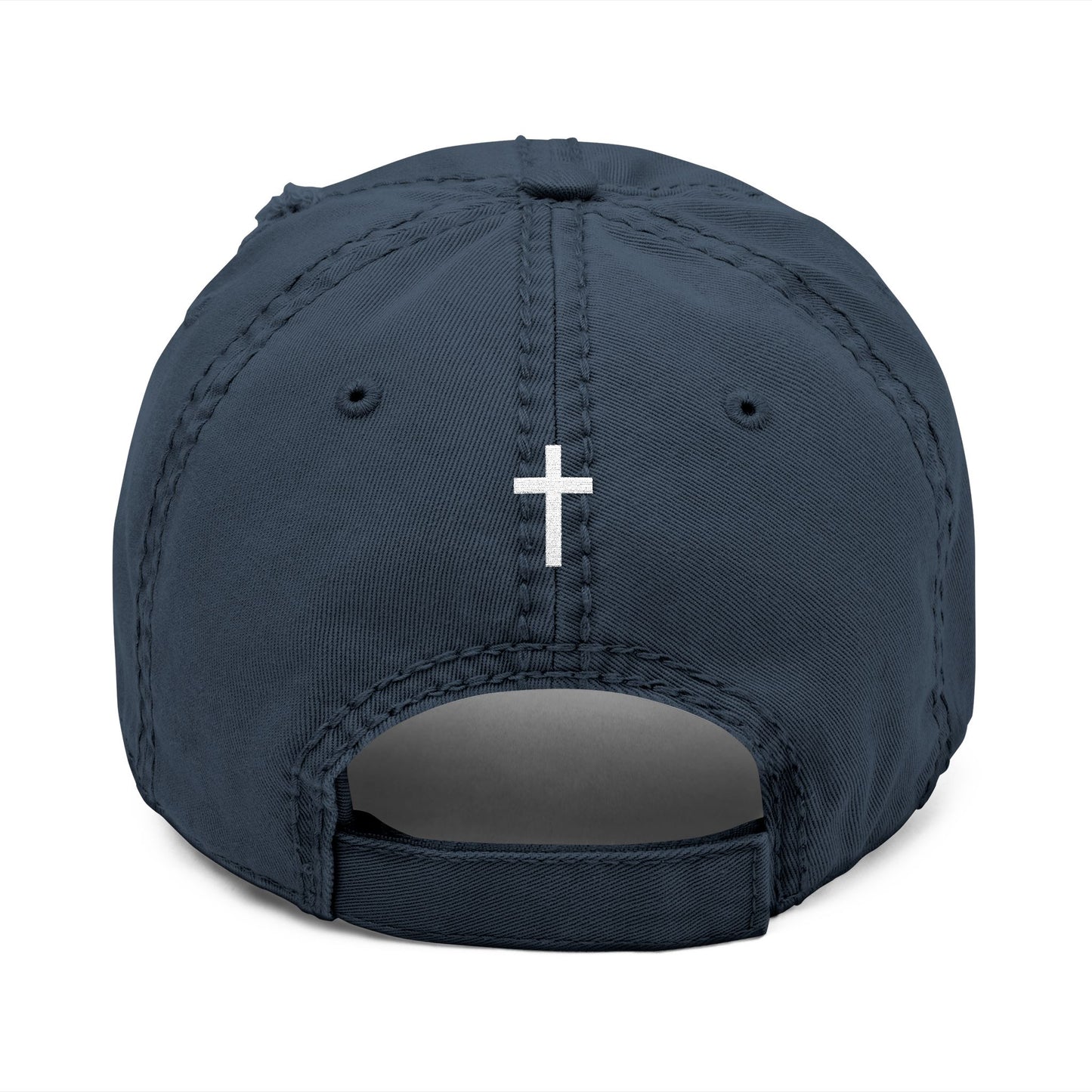 NYC Monogram Distressed Dad Hat (Embroidery) Minimalist Faith Hat with Cross/Vintage Style Cap