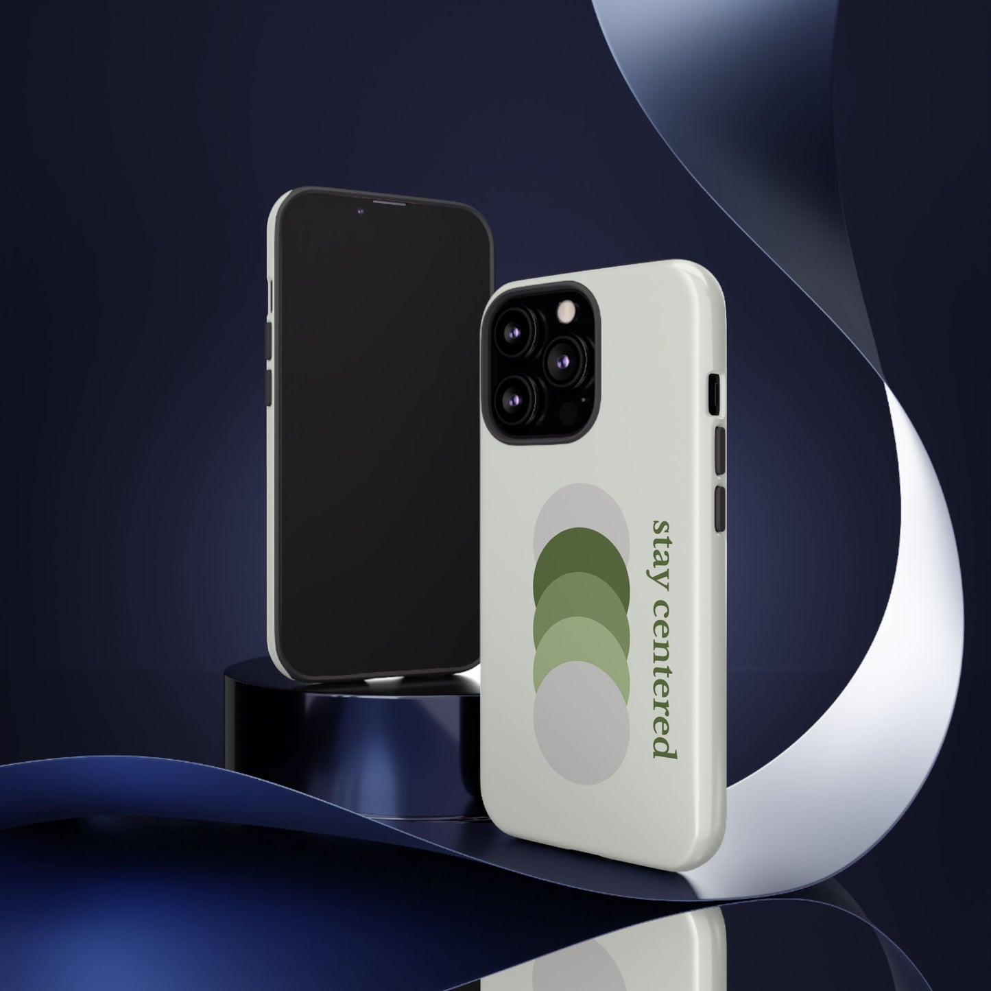 Stay Centered Minimalist Phone Case – Sage Green Wellness Aesthetic iPhone Case | Modern Neutral Protective Cover