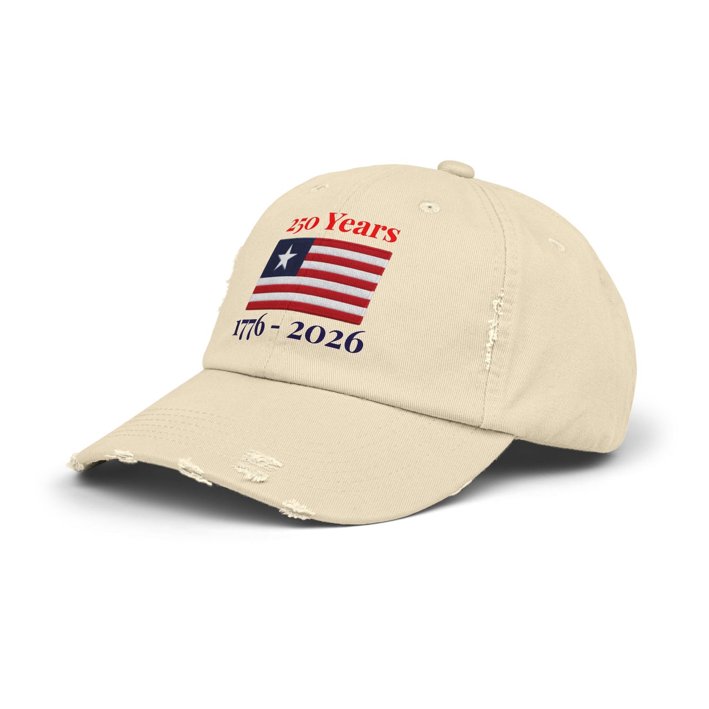 USA 250 Years Embroidered Distressed Dad Cap | 1776–2026 Patriotic Flag Hat