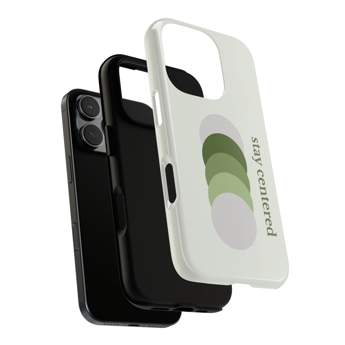 Stay Centered Minimalist Phone Case – Sage Green Wellness Aesthetic iPhone Case | Modern Neutral Protective Cover
