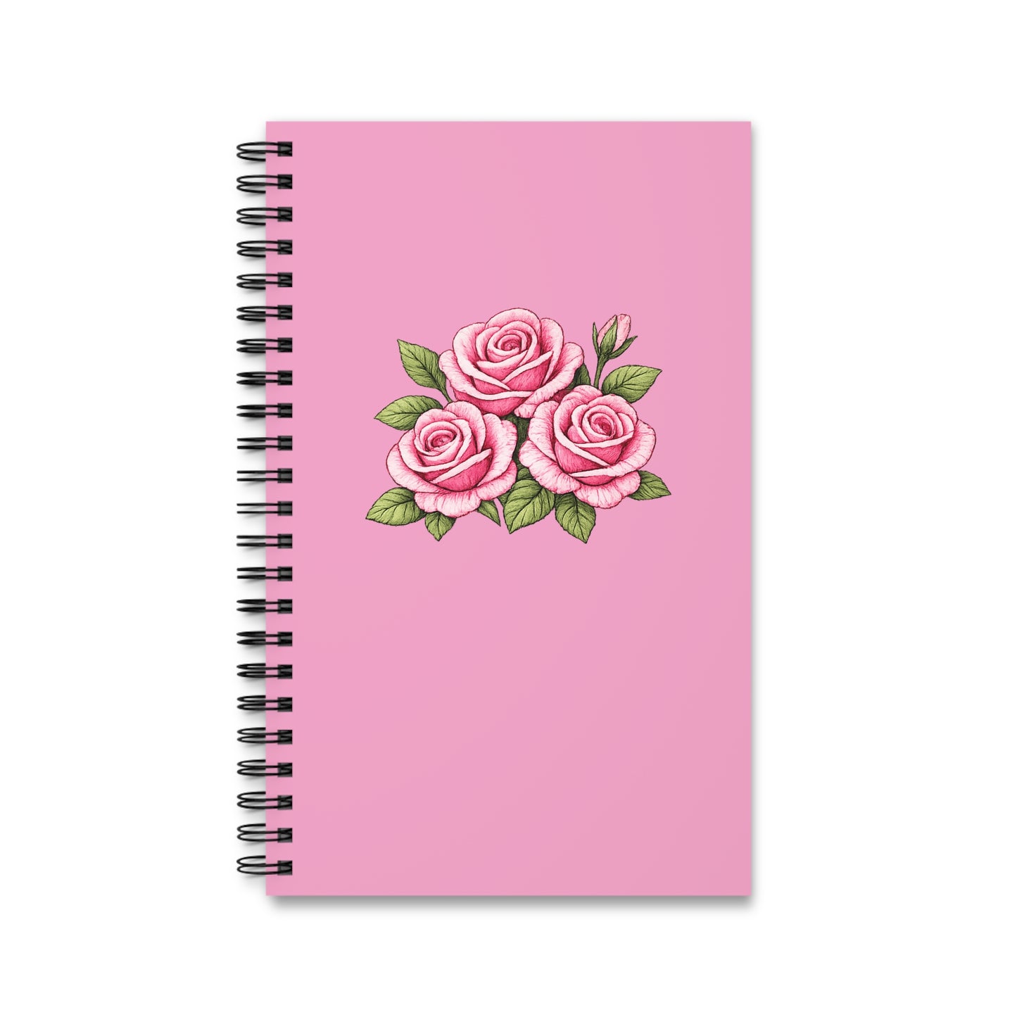 Pink Rose Floral Spiral Journal