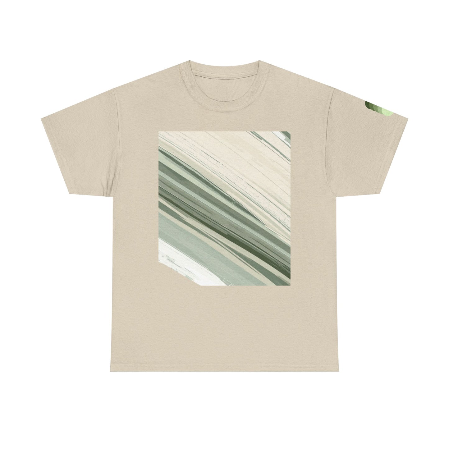 Sea Glass Drift Unisex Heavy Cotton Tee – Abstract Coastal Wave Graphic Shirt | Minimalist Sage Green Aesthetic Tee