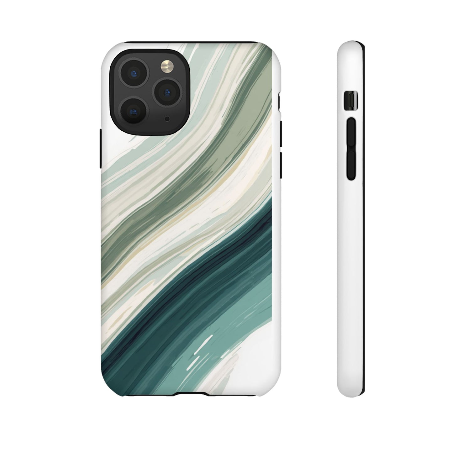 Sea Glass Drift Phone Case – Coastal Abstract Ocean Waves iPhone Case | Sage Green Minimalist Protective Cover