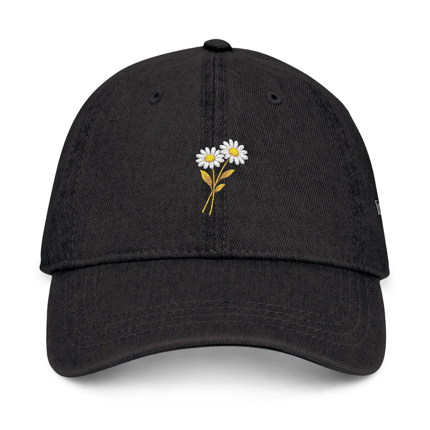 Personalized Minimal Daisy Embroidered Denim Hat for Everyday Wear
