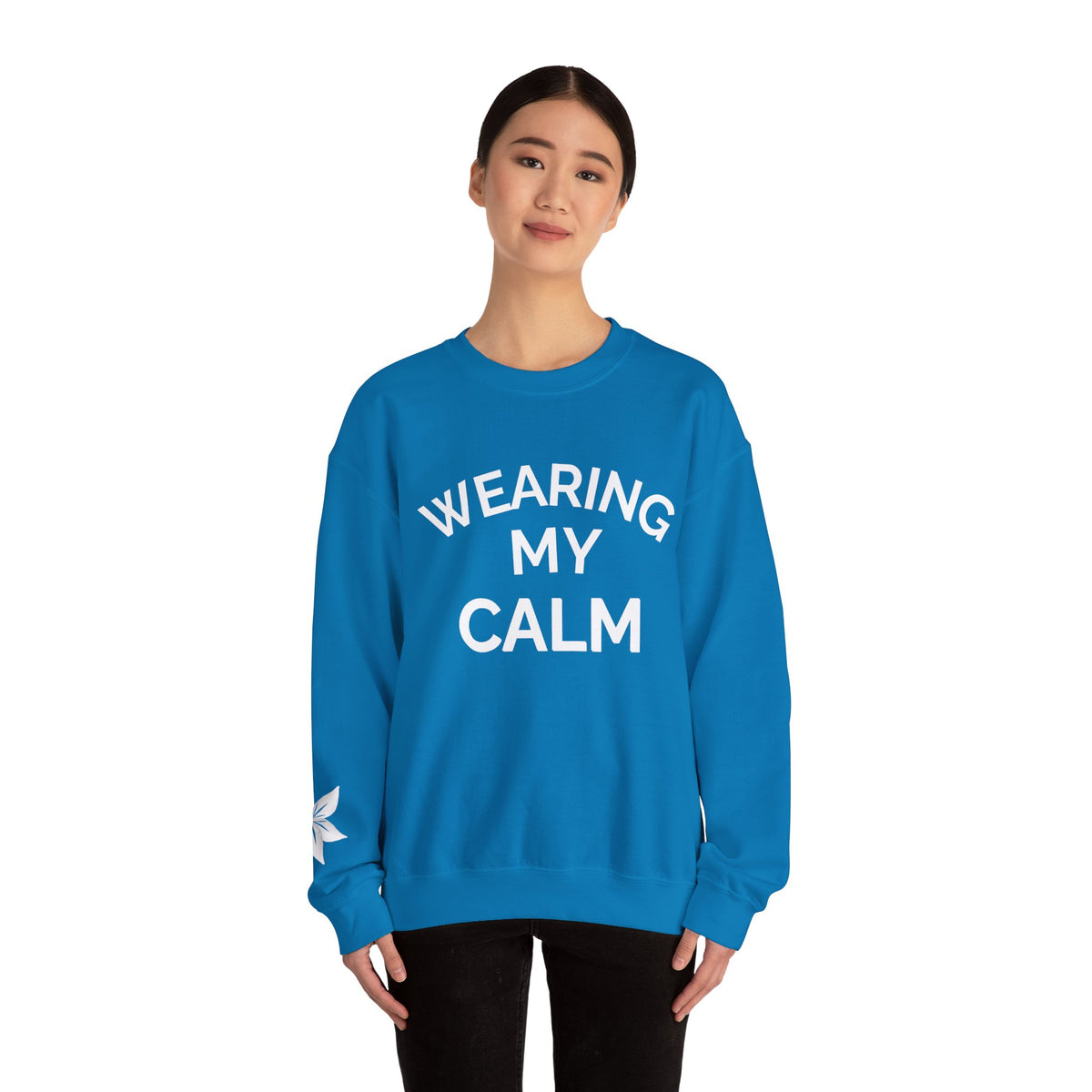 Wearing My Calm Crewneck Sweatshirt, Cozy Unisex Sweatshirt, Relaxed Fit Apparel, Gift for Mindfulness Lovers, Everyday Comfort Wear, [...]